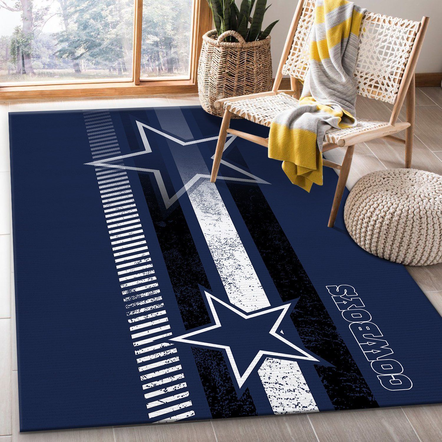 Dallas Cowboys Nfl Team Logo Rug Room Carpet Custom Area Floor Home Decor - Indoor Outdoor Rugs