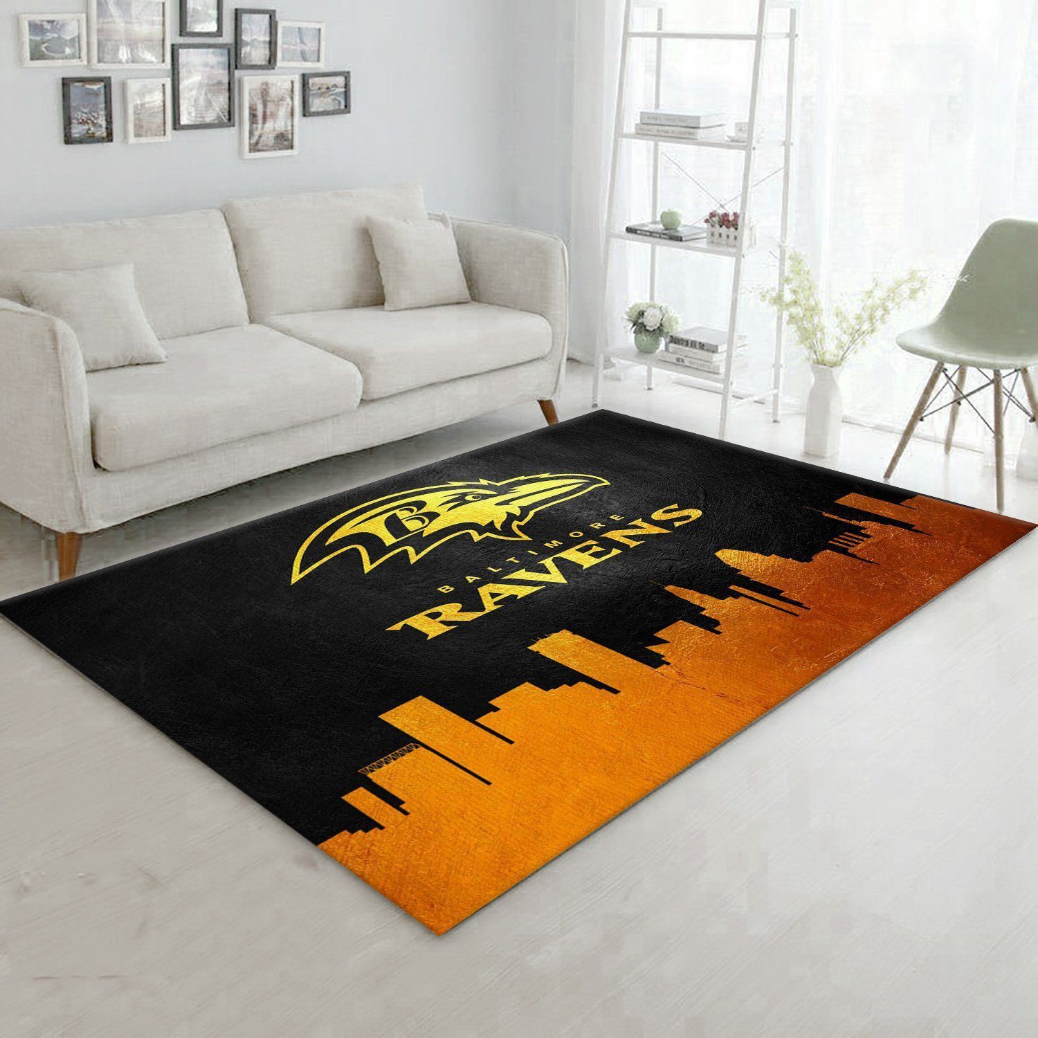 Baltimore Ravens Skyline 2 NFL Area Rug Carpet, Bedroom, Christmas Gift US Decor - Indoor Outdoor Rugs