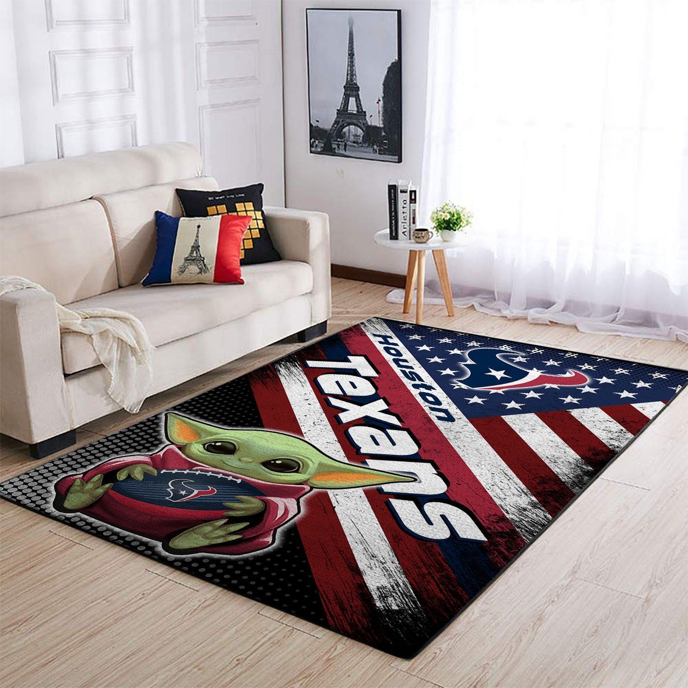 Houston Texans Nfl Team Logo Baby Yoda Us Style Nice Gift Home Decor Rectangle Area Rug - Indoor Outdoor Rugs