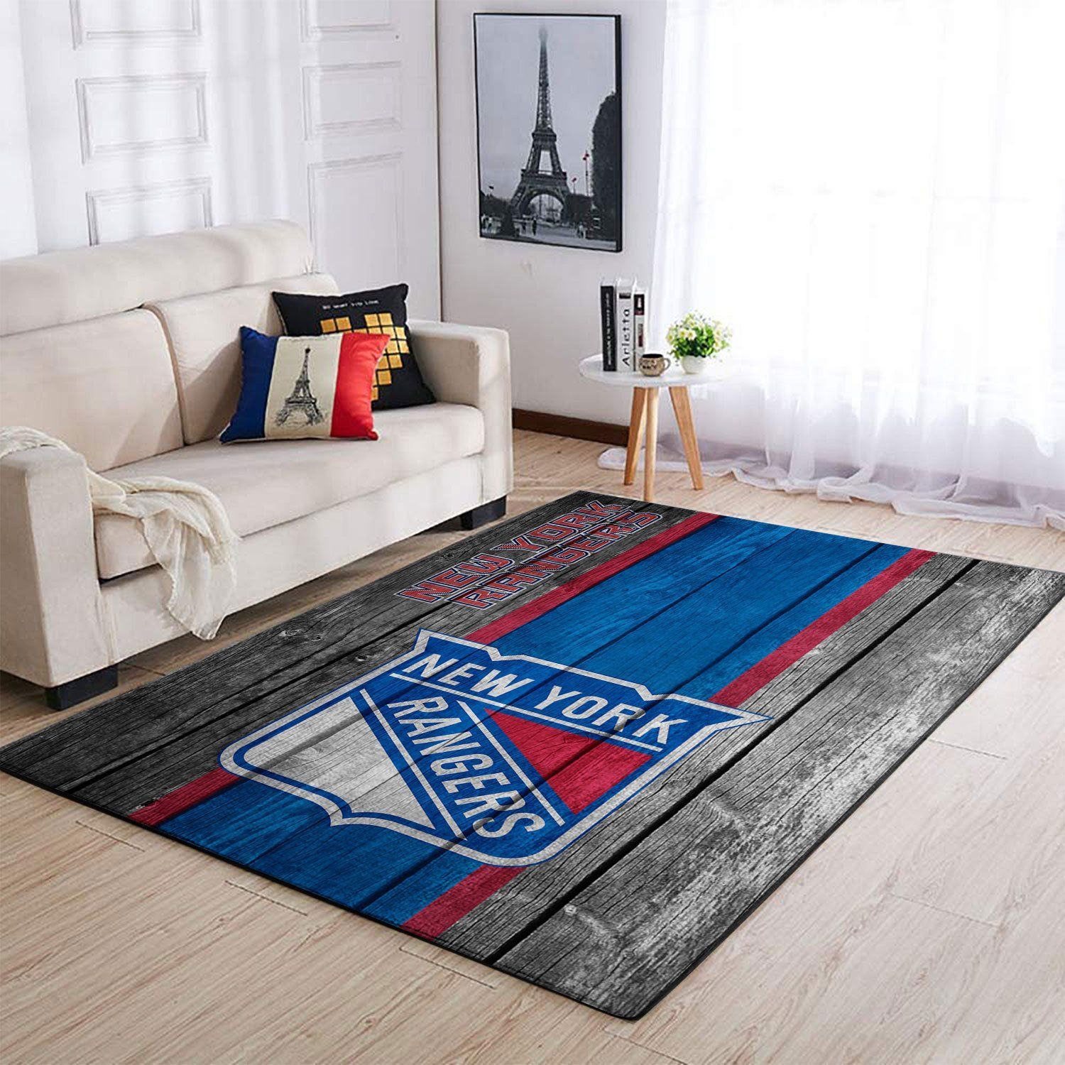 New York Rangers Nhl Team Logo Wooden Style Nice Gift Home Decor Rectangle Area Rug - Indoor Outdoor Rugs