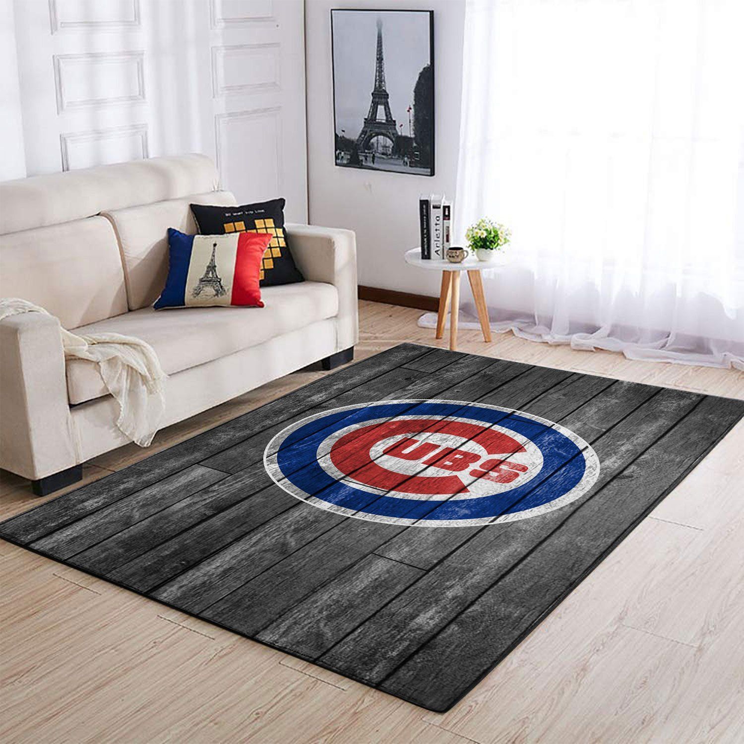 Chicago Cubs Mlb Team Logo Grey Wooden Style Style Nice Gift Home Decor Rectangle Area Rug - Indoor Outdoor Rugs