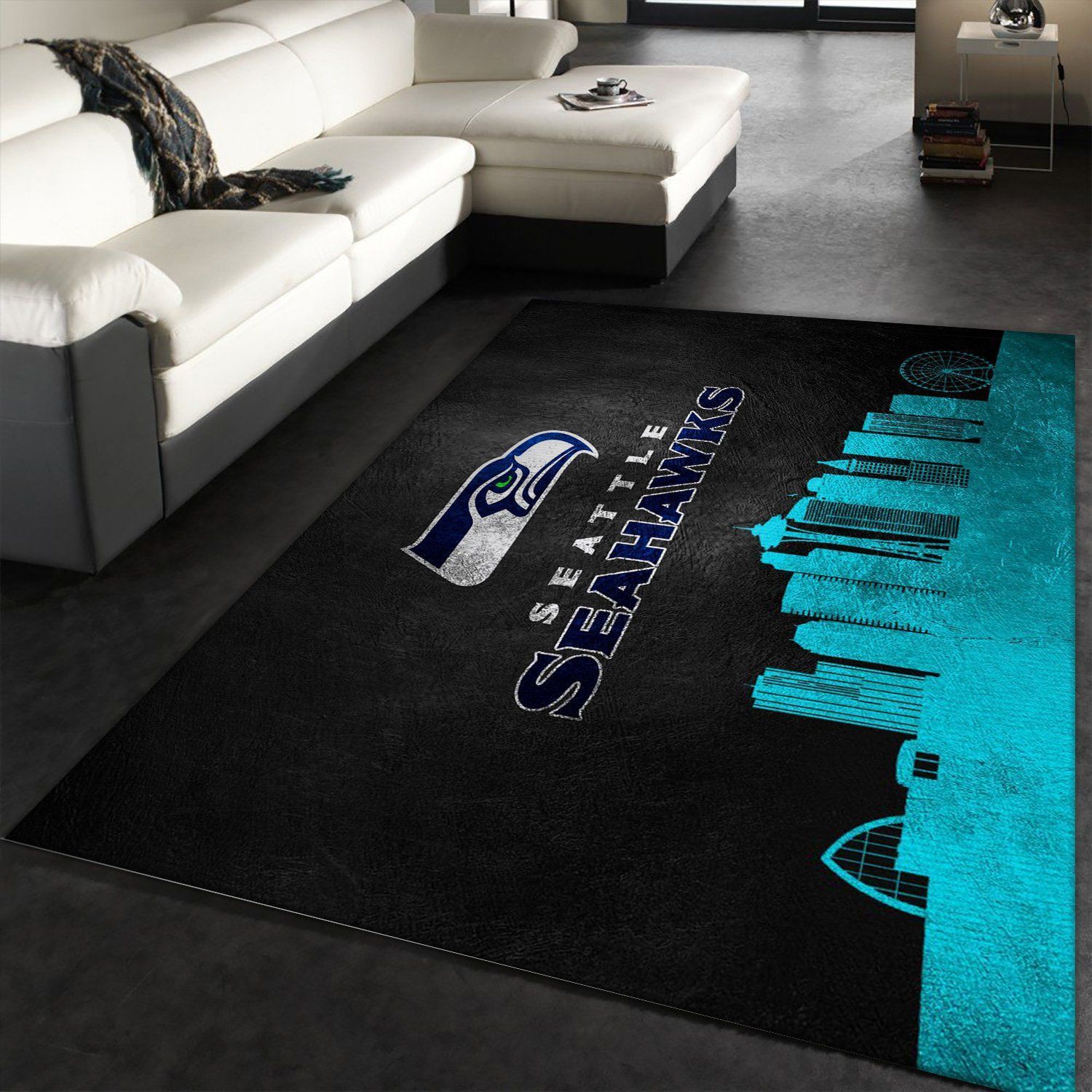 Seattle Seahawks Skyline NFL Area Rug, Living room and bedroom Rug, Christmas Gift US Decor - Indoor Outdoor Rugs