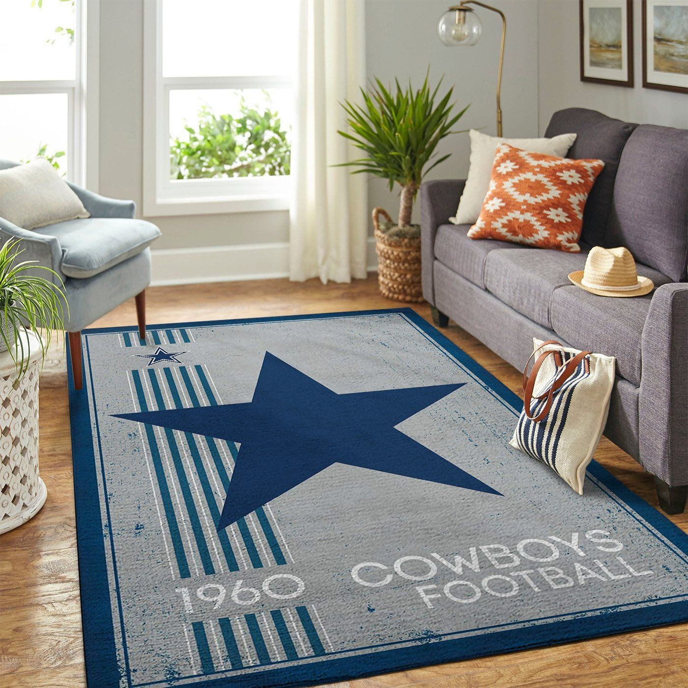 Dallas Cowboys Nfl Team Logo Retro Style Nice Gift Home Decor Rectangle Area Rug - Indoor Outdoor Rugs