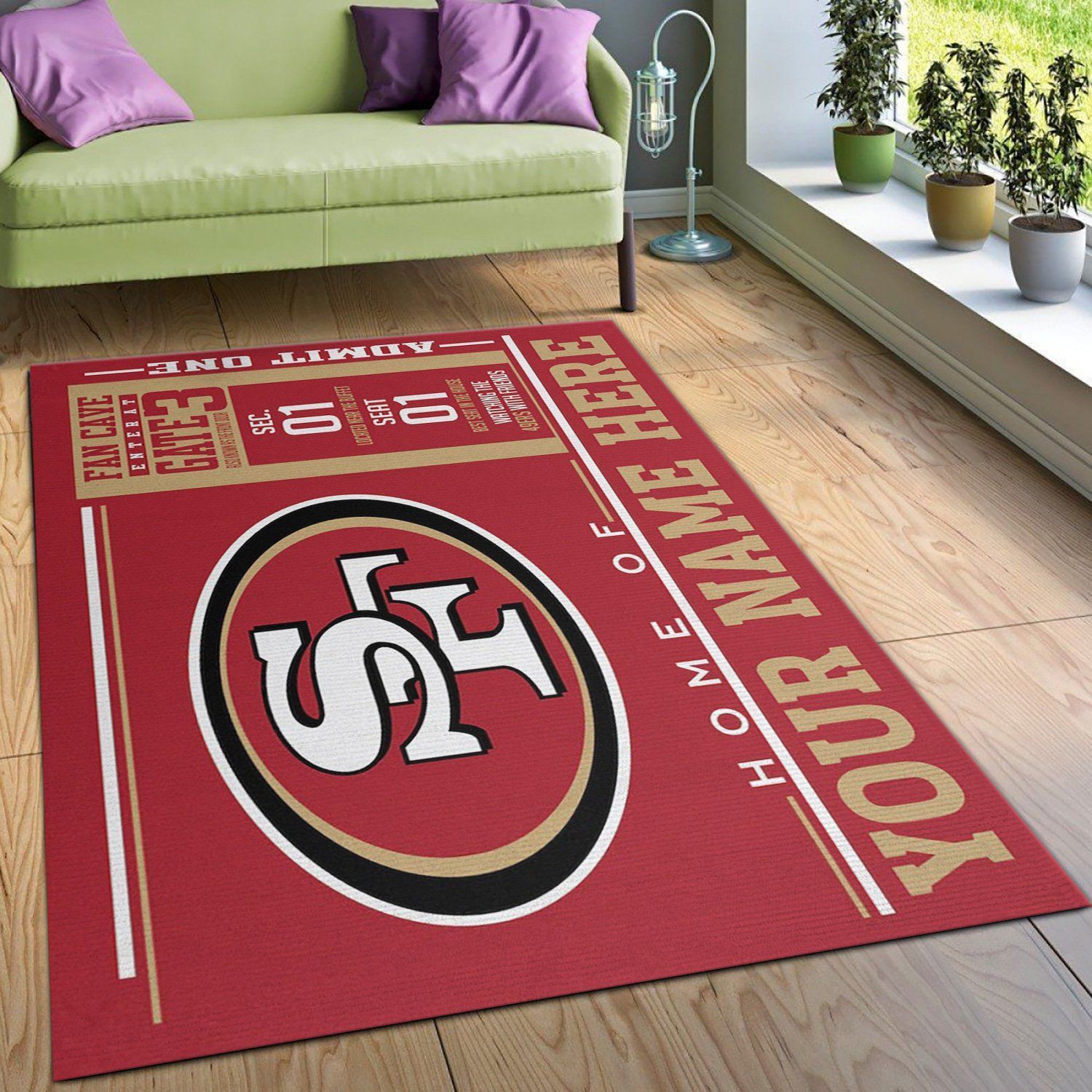 Customizable San Francisco 49ers Wincraft Personalized NFL Team Logos Area Rug, Bedroom, Christmas Gift US Decor - Indoor Outdoor Rugs