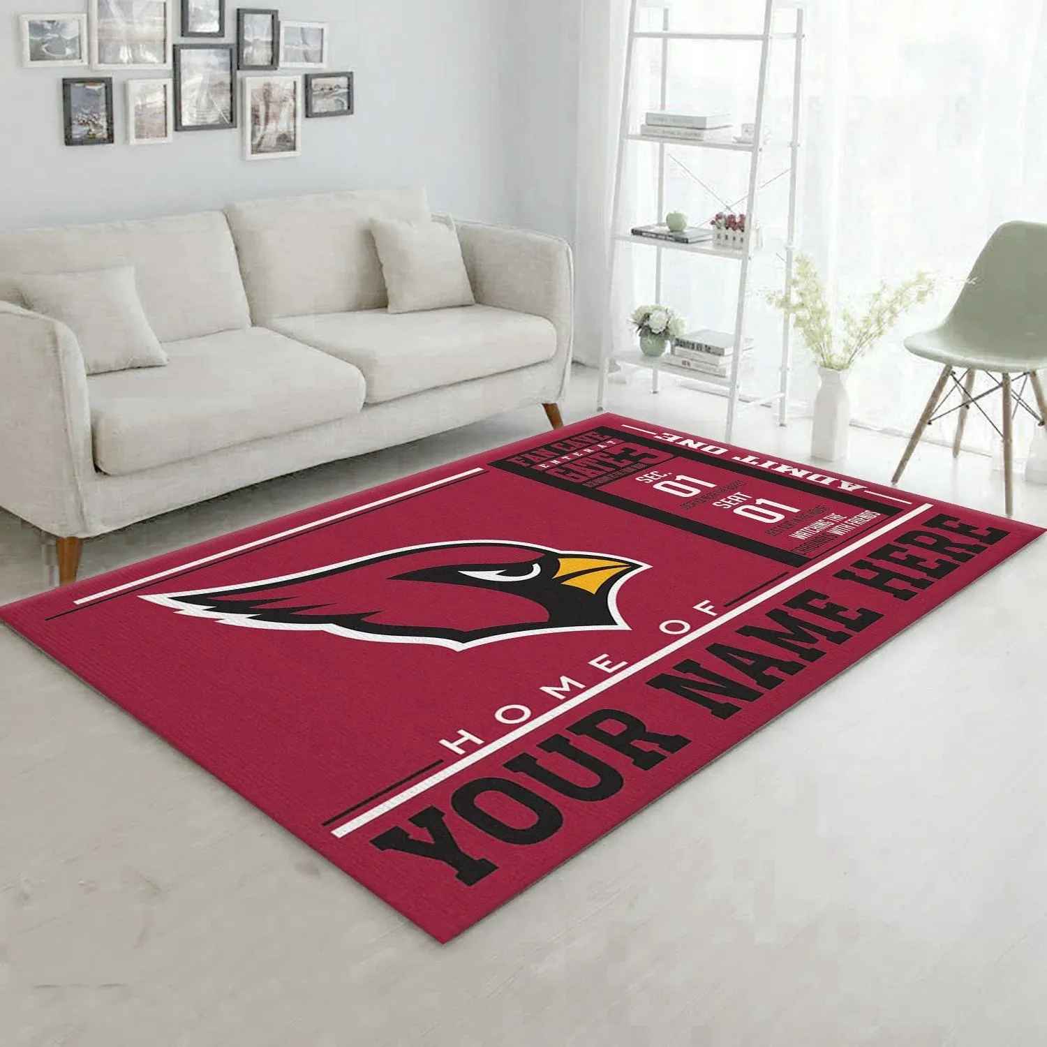 Customizable Arizona Cardinals Wincraft Personalized NFL Team Logos Area Rug, Kitchen Rug, Home Decor Floor Decor - Indoor Outdoor Rugs