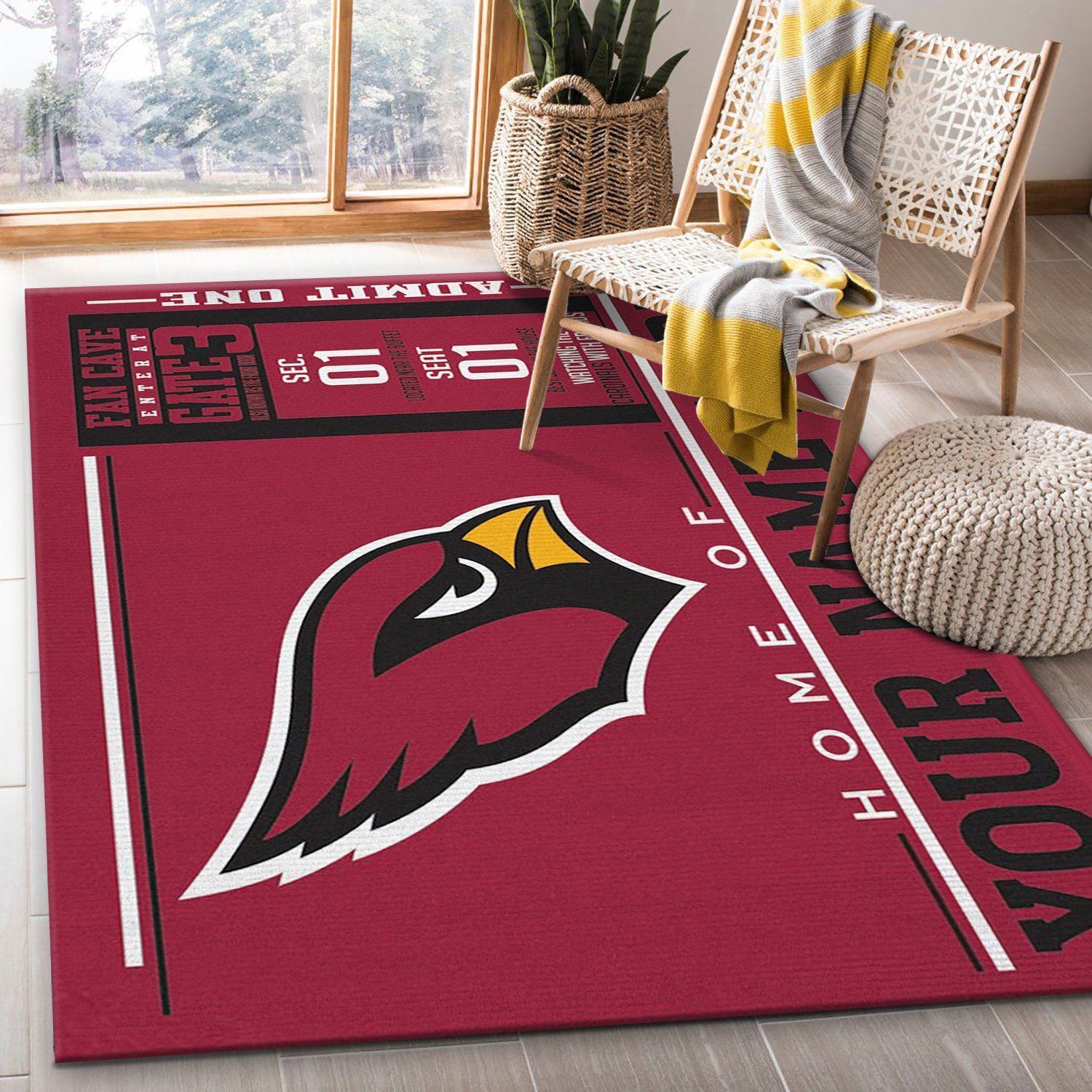 Customizable Arizona Cardinals Wincraft Personalized NFL Team Logos Area Rug, Kitchen Rug, Home Decor Floor Decor - Indoor Outdoor Rugs