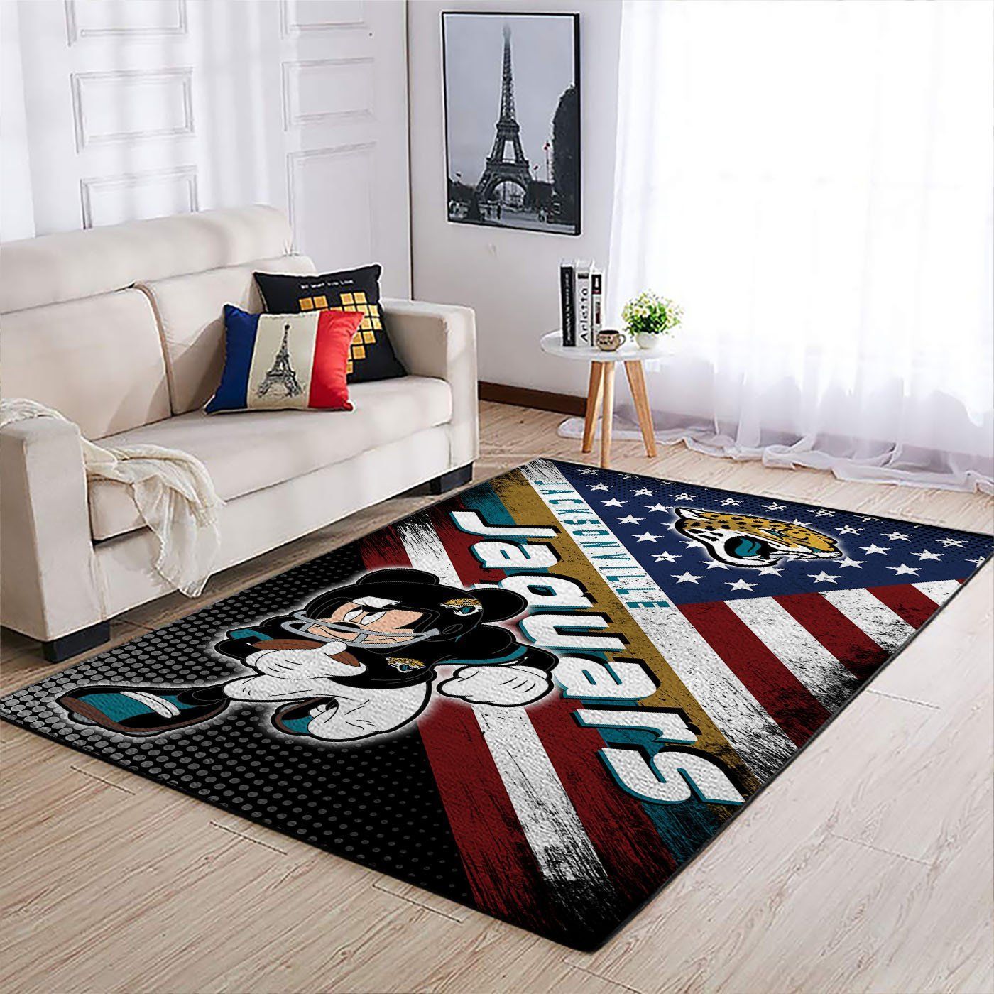 Jacksonville Jaguars Nfl Team Logo Mickey Us Style Nice Gift Home Decor Rectangle Area Rug - Indoor Outdoor Rugs