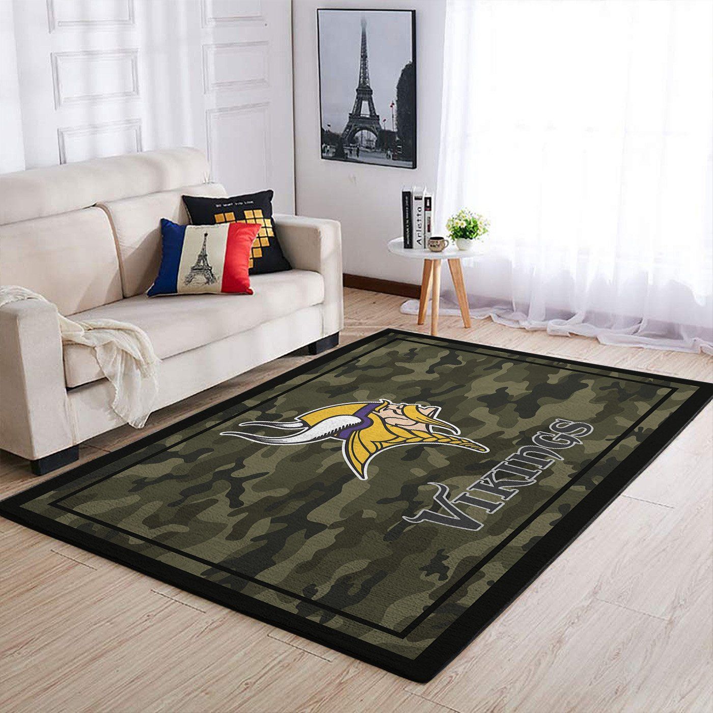 Minnesota Vikings Nfl Team Logo Camo Style Nice Gift Home Decor Rectangle Area Rug - Indoor Outdoor Rugs