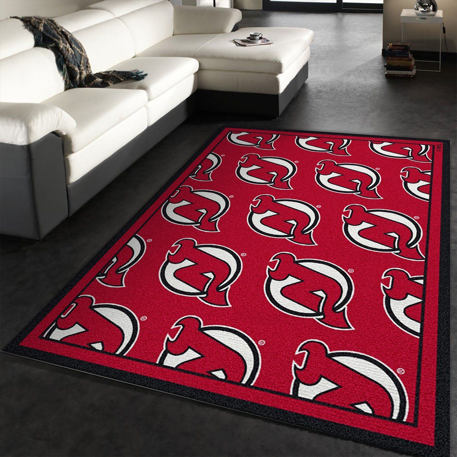 Nhl Repeat New Jersey Devils Area Rug, Living Room Rug, Home US Decor - Indoor Outdoor Rugs