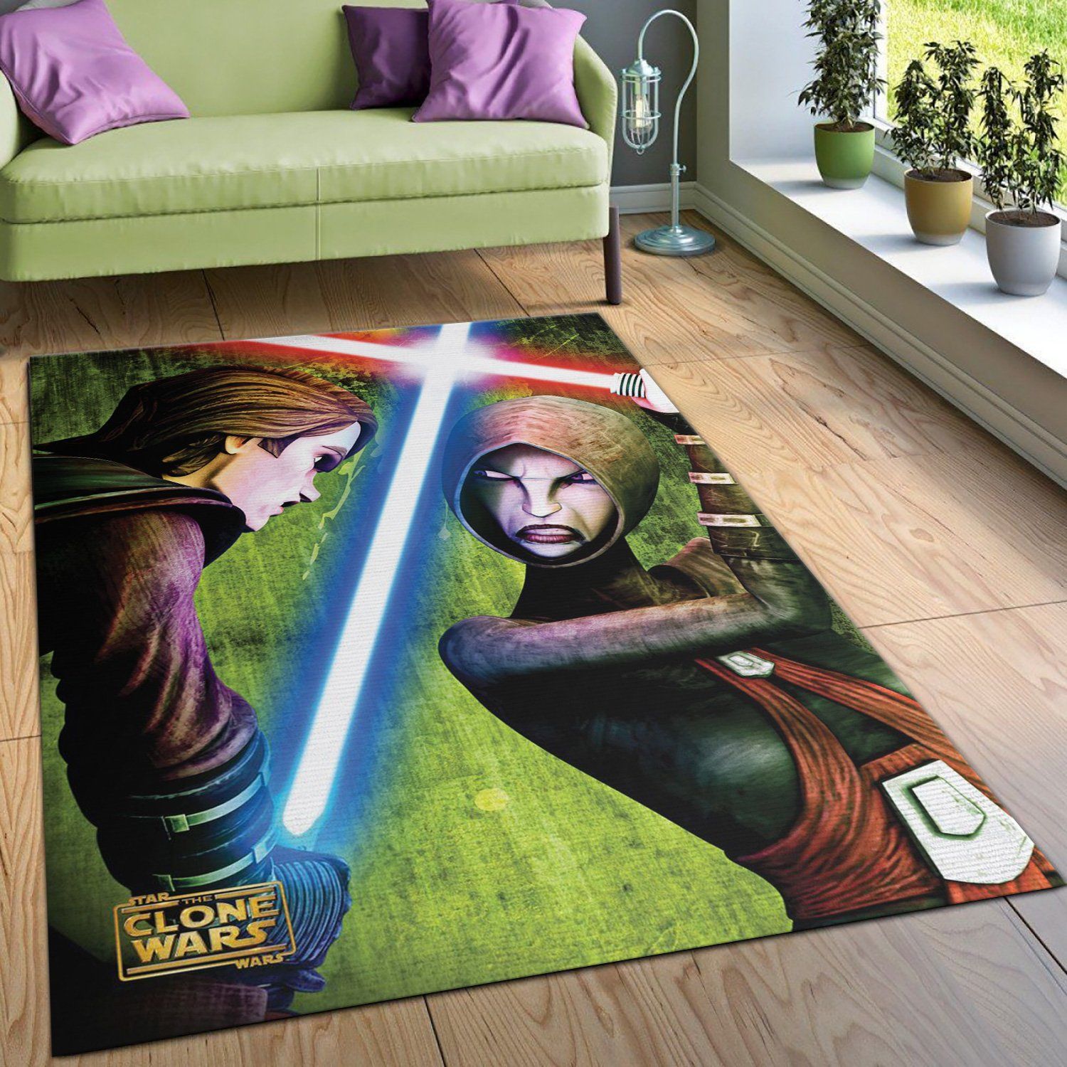 Anakin Vs Asajj Star War Character Rug, Area Rug, Home US Decor - Indoor Outdoor Rugs