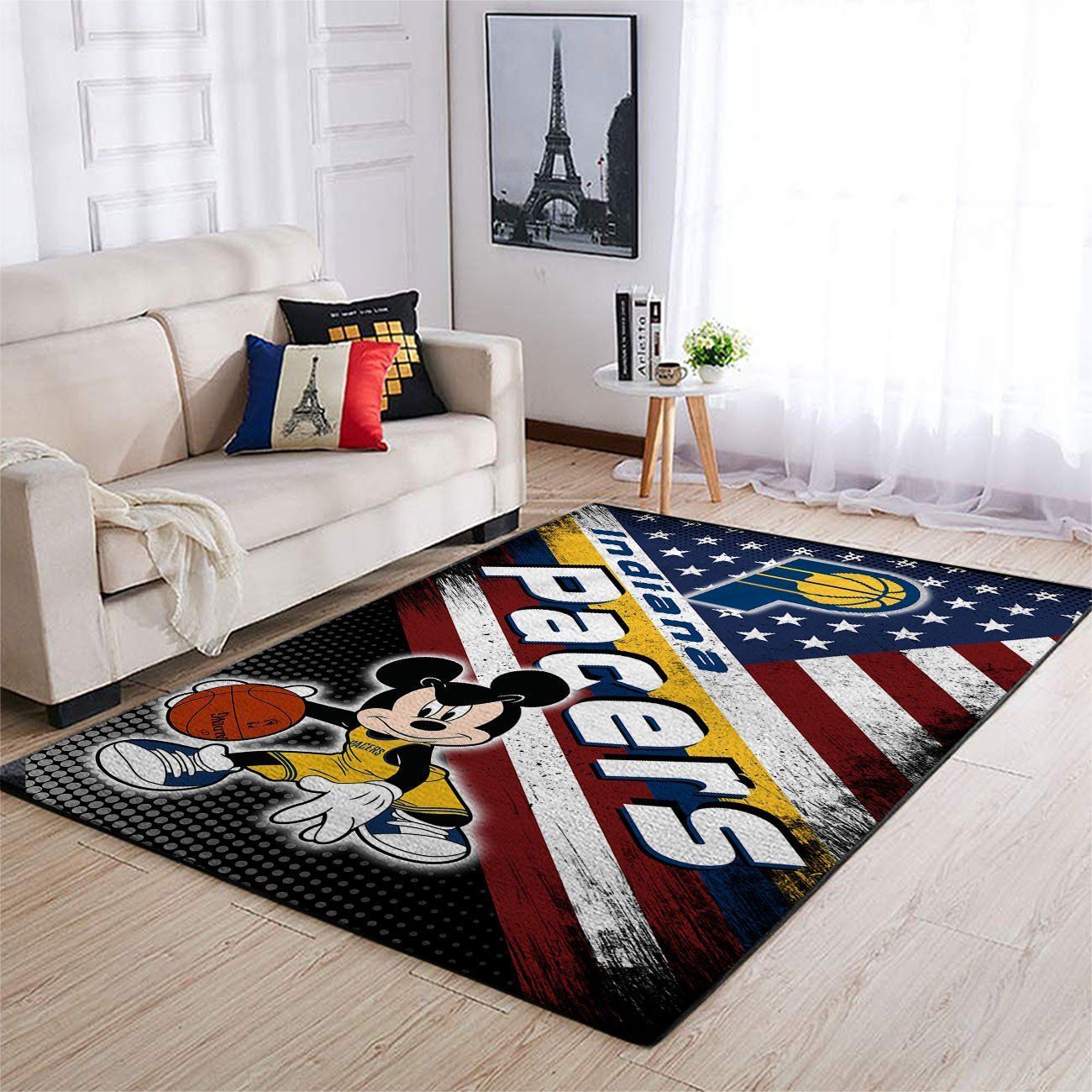 Indiana Pacers Nba Team Logo Mickey Us Style Nice Gift Home Decor Rectangle Area Rug - Indoor Outdoor Rugs