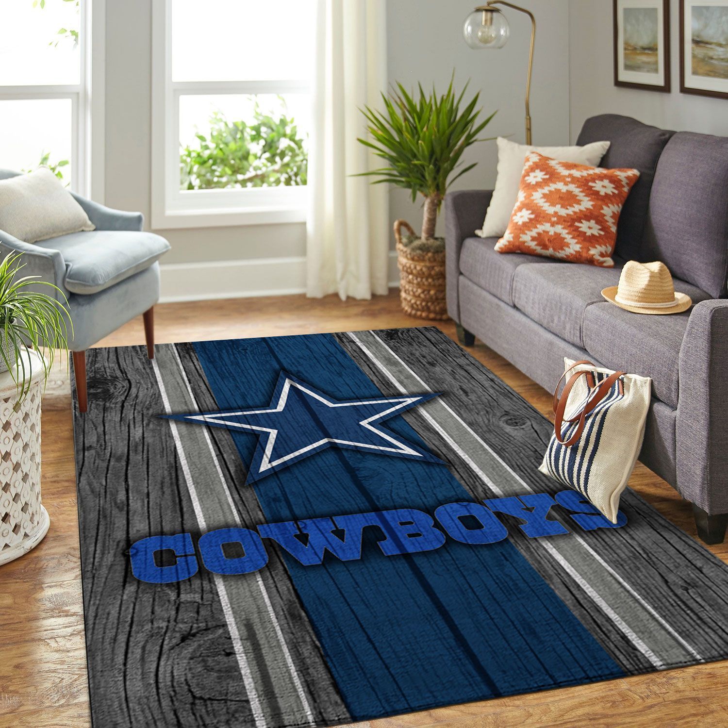 Dallas Cowboys Nfl Team Logo Wooden Style Style Nice Gift Home Decor Rectangle Area Rug - Indoor Outdoor Rugs