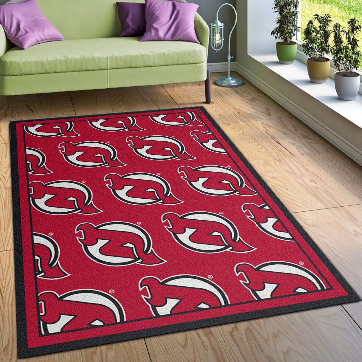 Nhl Repeat New Jersey Devils Area Rug, Living Room Rug, Home US Decor - Indoor Outdoor Rugs