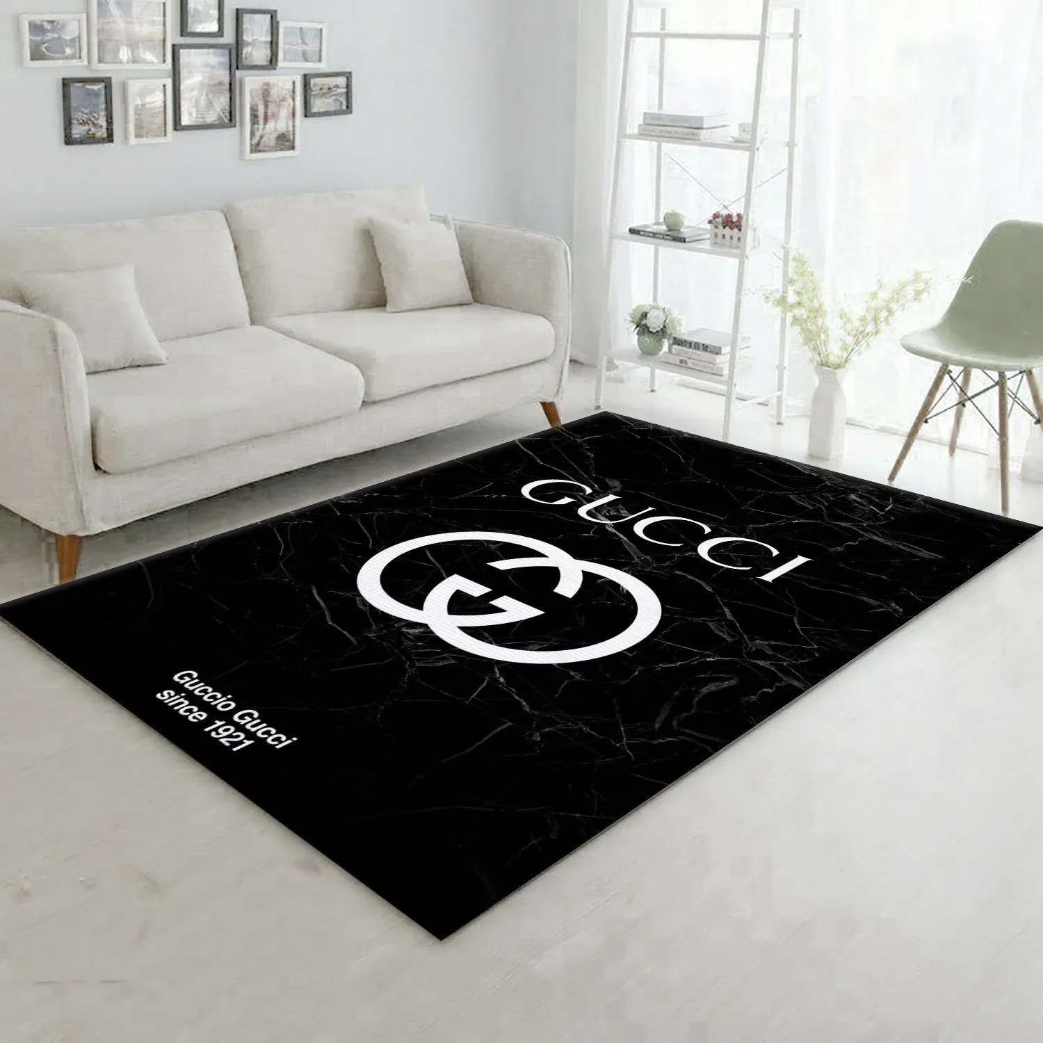 Gucci Black Marble Marmor Area Rug Living Room Rug Christmas Gift US Decor - Indoor Outdoor Rugs