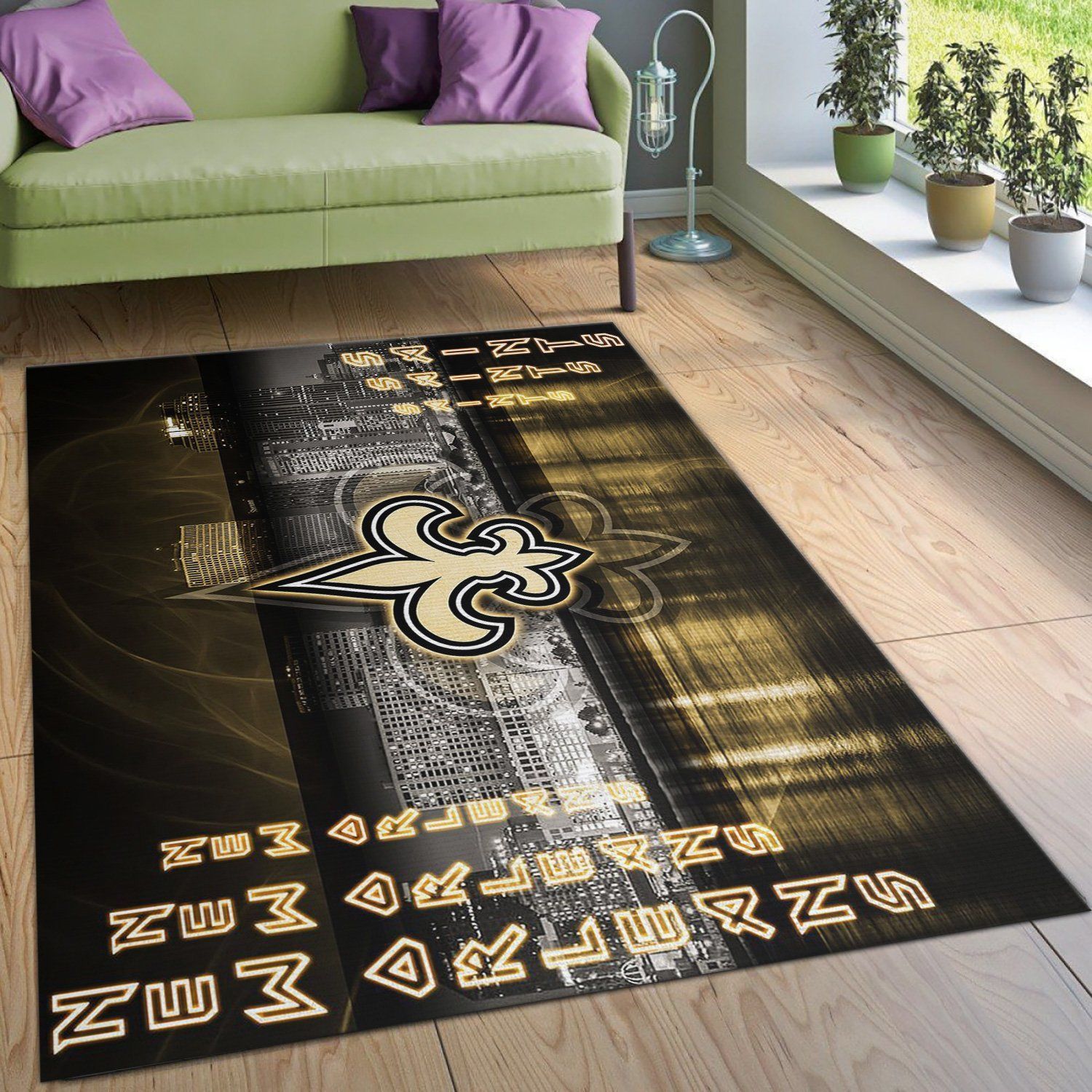 New Orleans Saints Nfl Area Rug Living Room Rug Home Decor Floor Decor - Indoor Outdoor Rugs