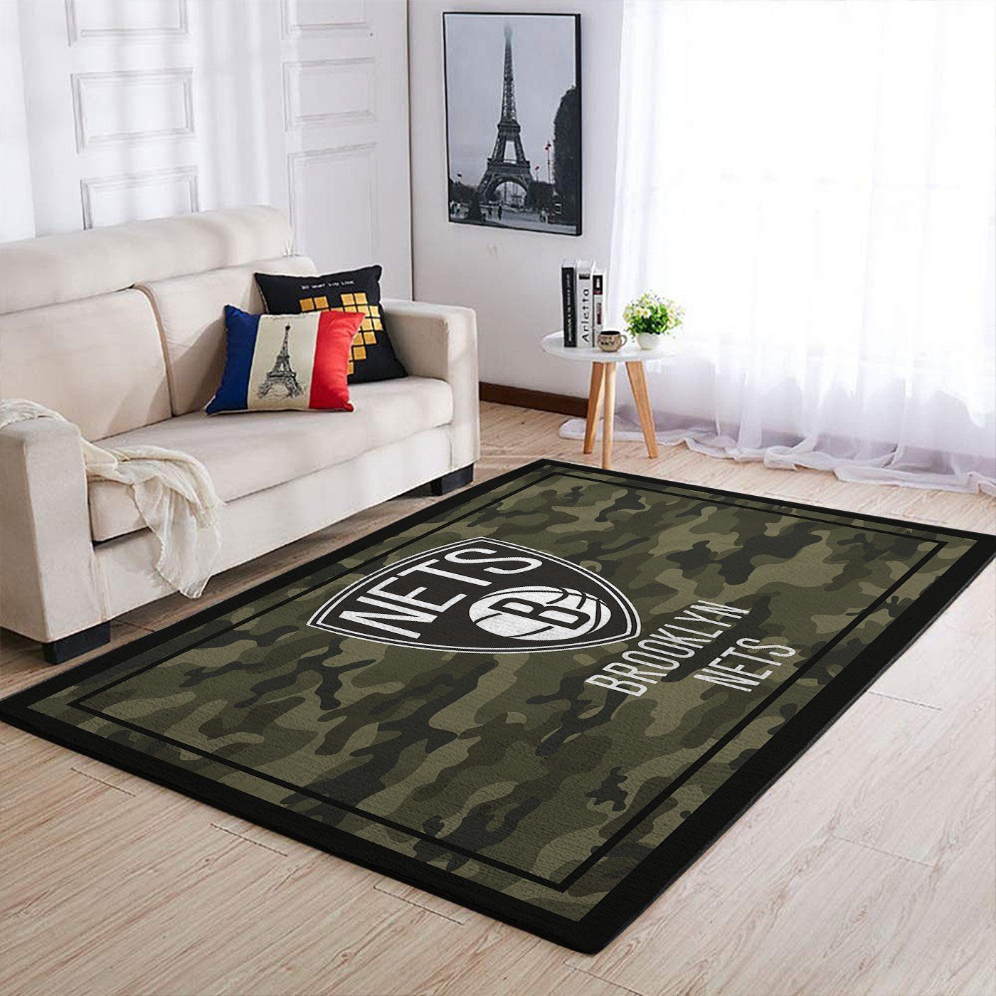 Brooklyn Nets Nba Team Logo Camo Style Nice Gift Home Decor Rectangle Area Rug - Indoor Outdoor Rugs