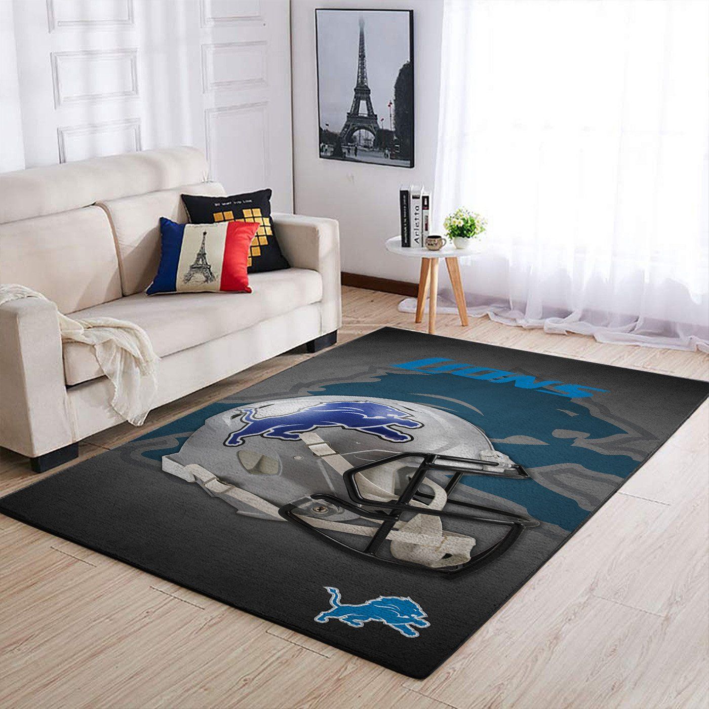 Detroit Lions Nfl Team Logo Helmet Nice Gift Home Decor Rectangle Area Rug - Indoor Outdoor Rugs