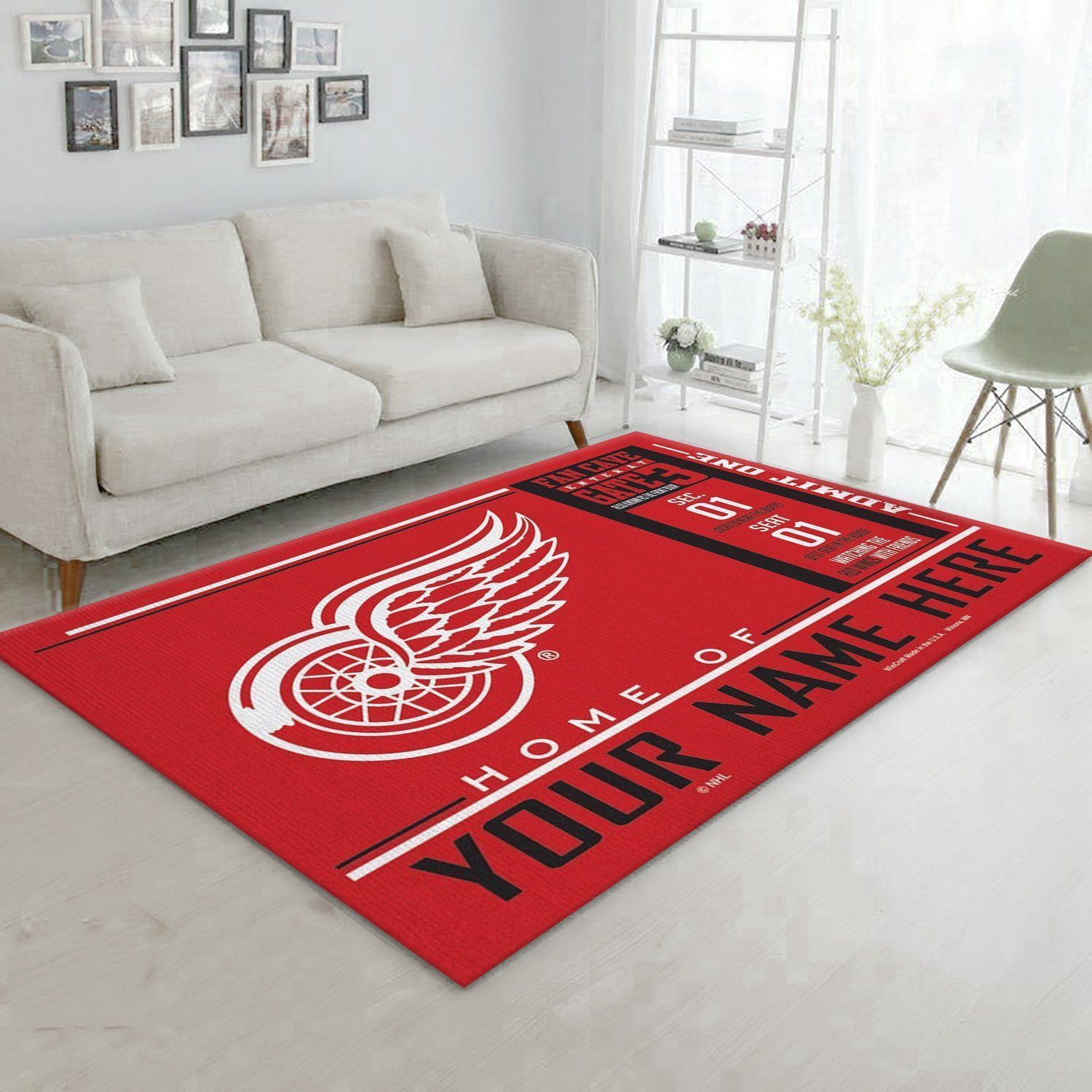 Customizable Detroit Red Wings Wincraft Personalized NHL Area Rug Living Room Rug Family Gift - Indoor Outdoor Rugs