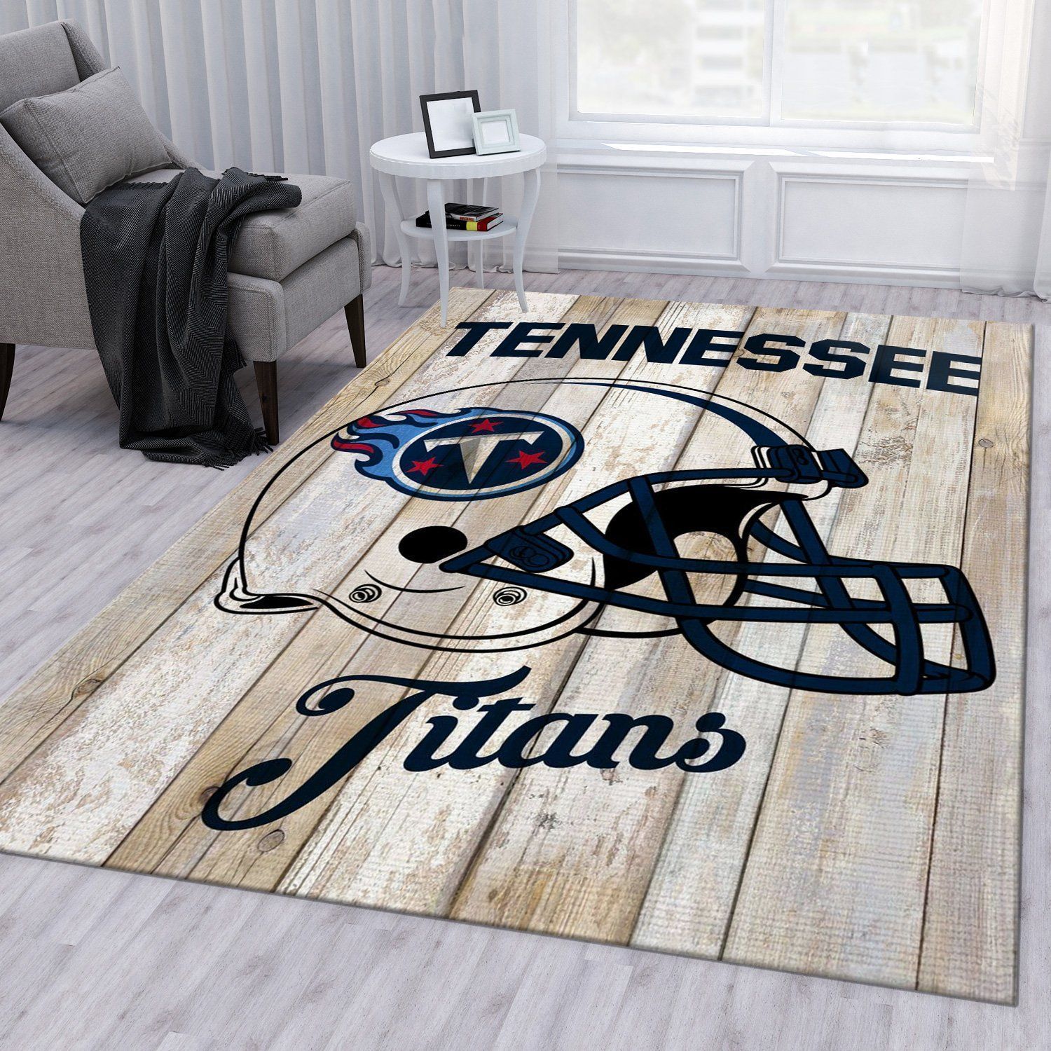 Tennessee Titans White Nfl Rug Bedroom Rug Home Decor Floor Decor - Indoor Outdoor Rugs