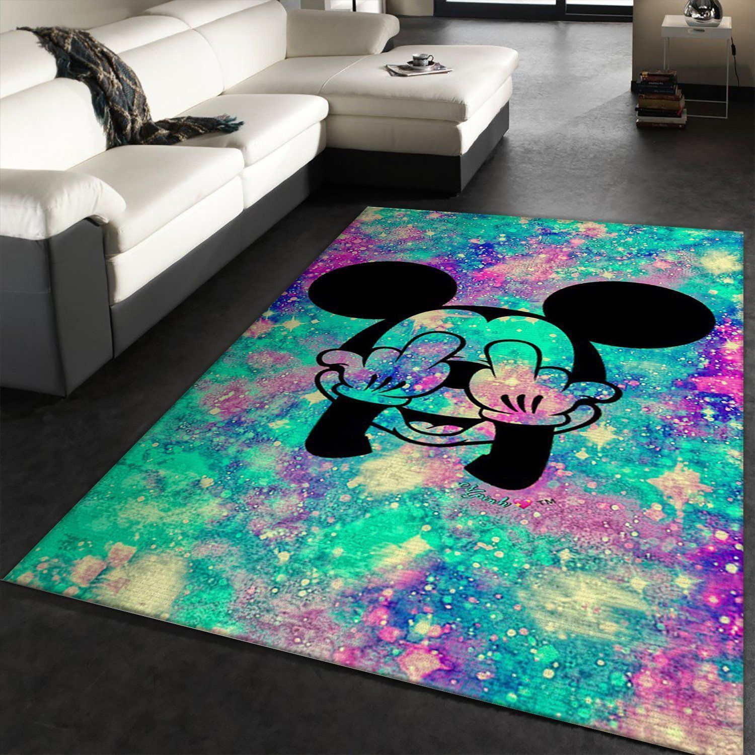 Grunge Mickey Mouse Galaxy Area Rug Carpet, Bedroom, Family Gift US Decor - Indoor Outdoor Rugs