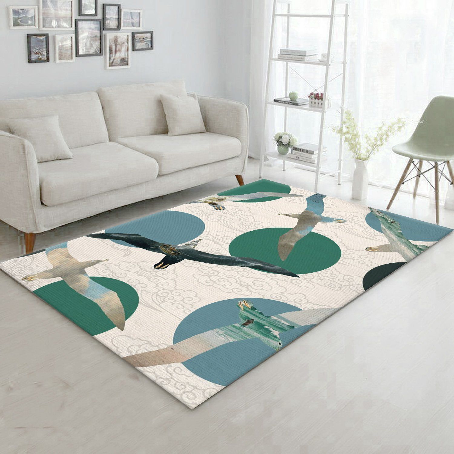 Seagull Polka Area Rug Carpet, Bedroom, Family Gift US Decor - Indoor Outdoor Rugs