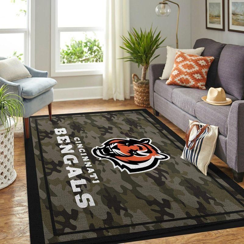 Cincinnati Bengals Nfl Rug Room Carpet Sport Custom Area Floor Home Decor V4 - Indoor Outdoor Rugs