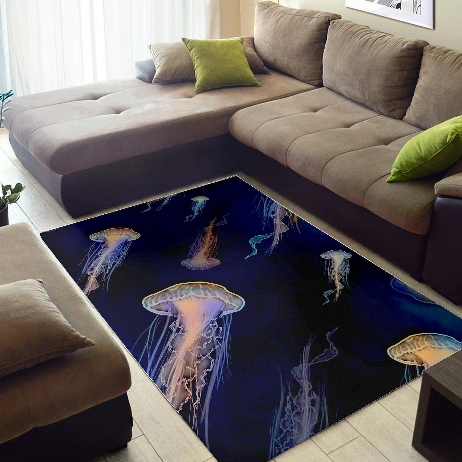 Bright Jellyfish  Living Room Area Rug,  Christmas Gift, Floor Decor Home Decor - Indoor Outdoor Rugs