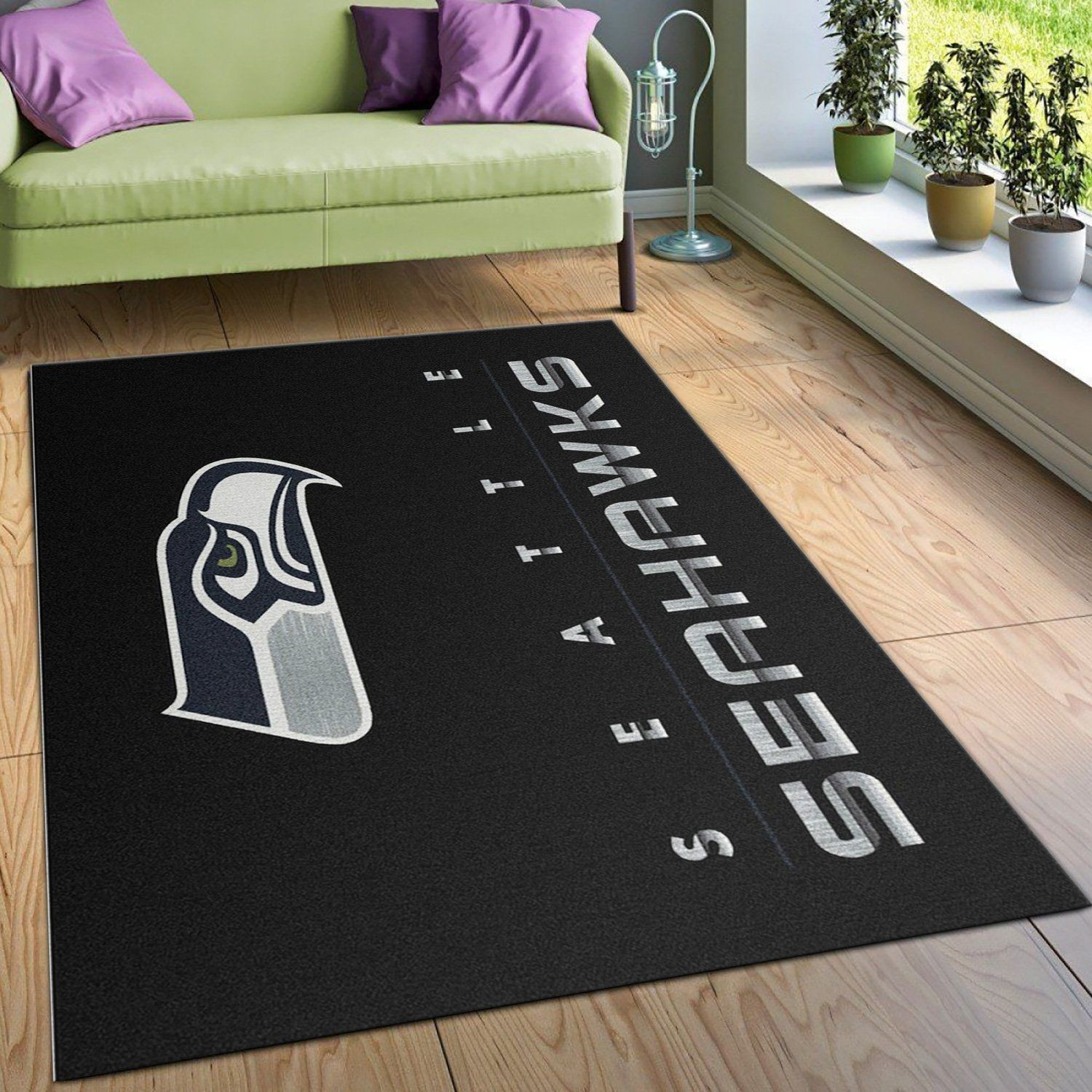 Seattle Seahawks Imperial Chrome Rug NFL Area Rug For Christmas, Living Room Rug, Family Gift US Decor - Indoor Outdoor Rugs