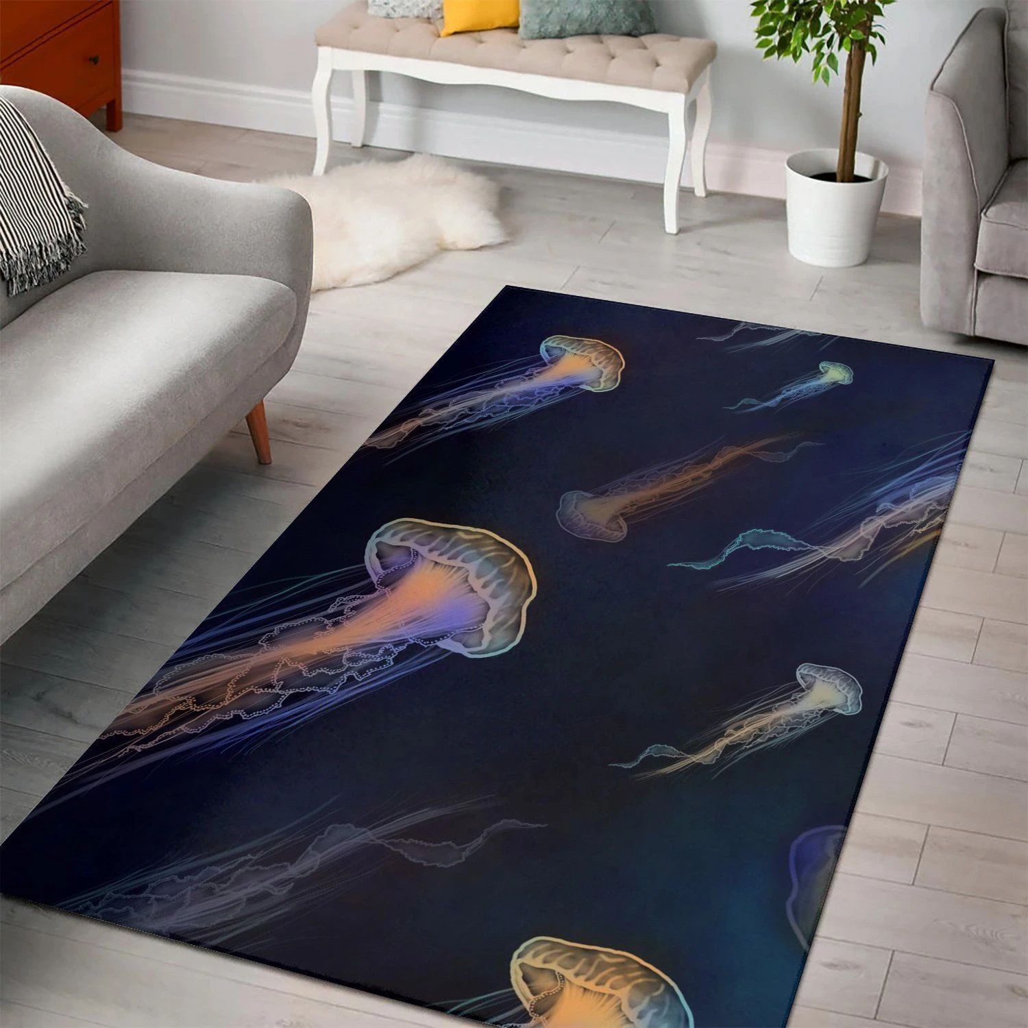 Bright Jellyfish  Living Room Area Rug,  Christmas Gift, Floor Decor Home Decor - Indoor Outdoor Rugs