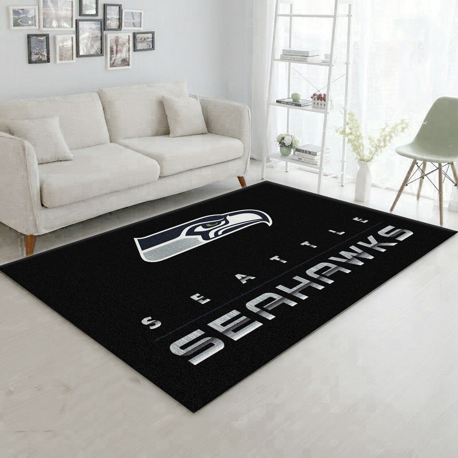 Seattle Seahawks Imperial Chrome Rug NFL Area Rug For Christmas, Living Room Rug, Family Gift US Decor - Indoor Outdoor Rugs