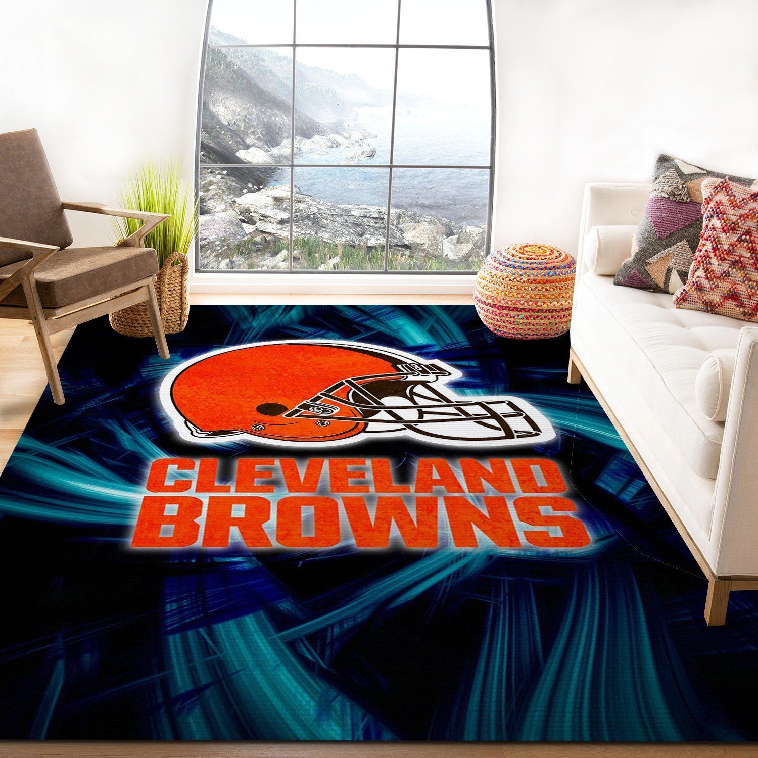 Cleveland Browns Nfl Logo Area Rug For Gift Living Room Rug US Gift Decor - Indoor Outdoor Rugs