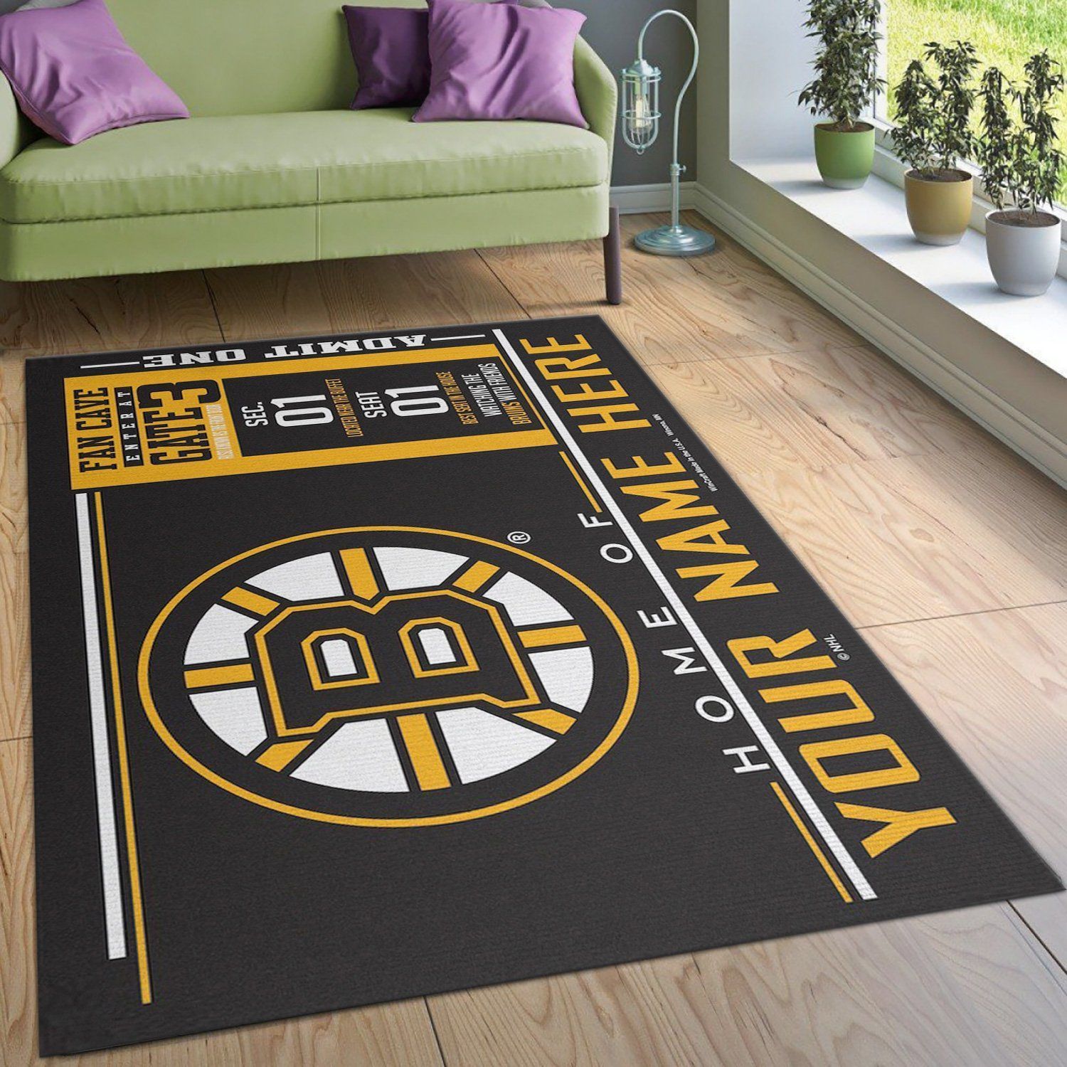 Customizable Boston Bruins Wincraft Personalized NHL Area Rug For Christmas Living Room Rug Halloween Gift - Indoor Outdoor Rugs