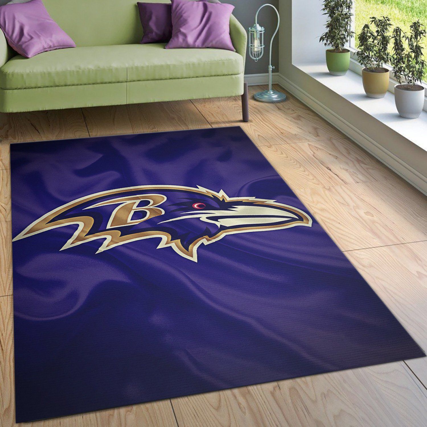 Baltimore Ravens Logo Nati Nfl Rug Bedroom Rug US Gift Decor - Indoor Outdoor Rugs