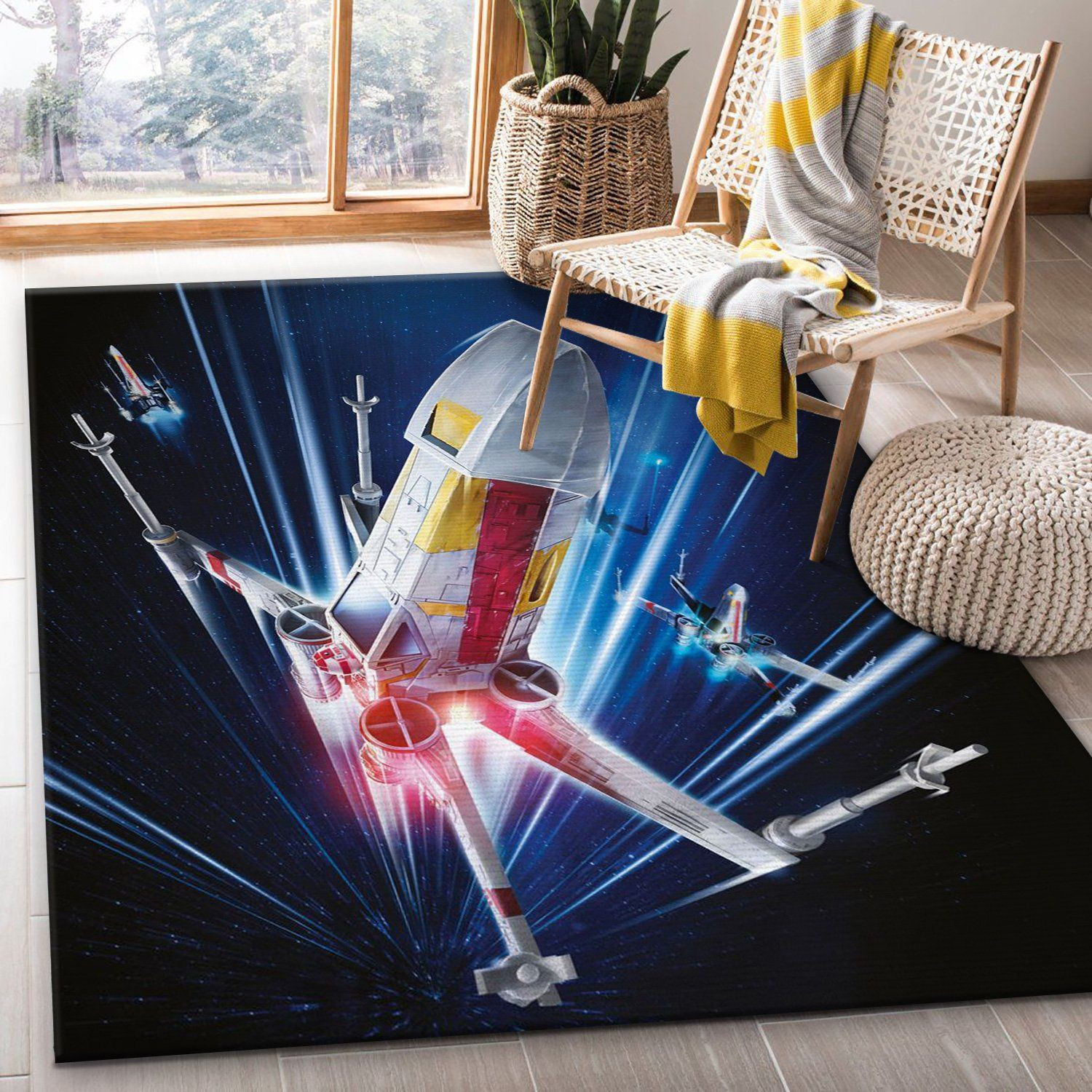 X Wing Space Star War Battle Zone Area Rug, Bedroom Rug, US Gift Decor - Indoor Outdoor Rugs