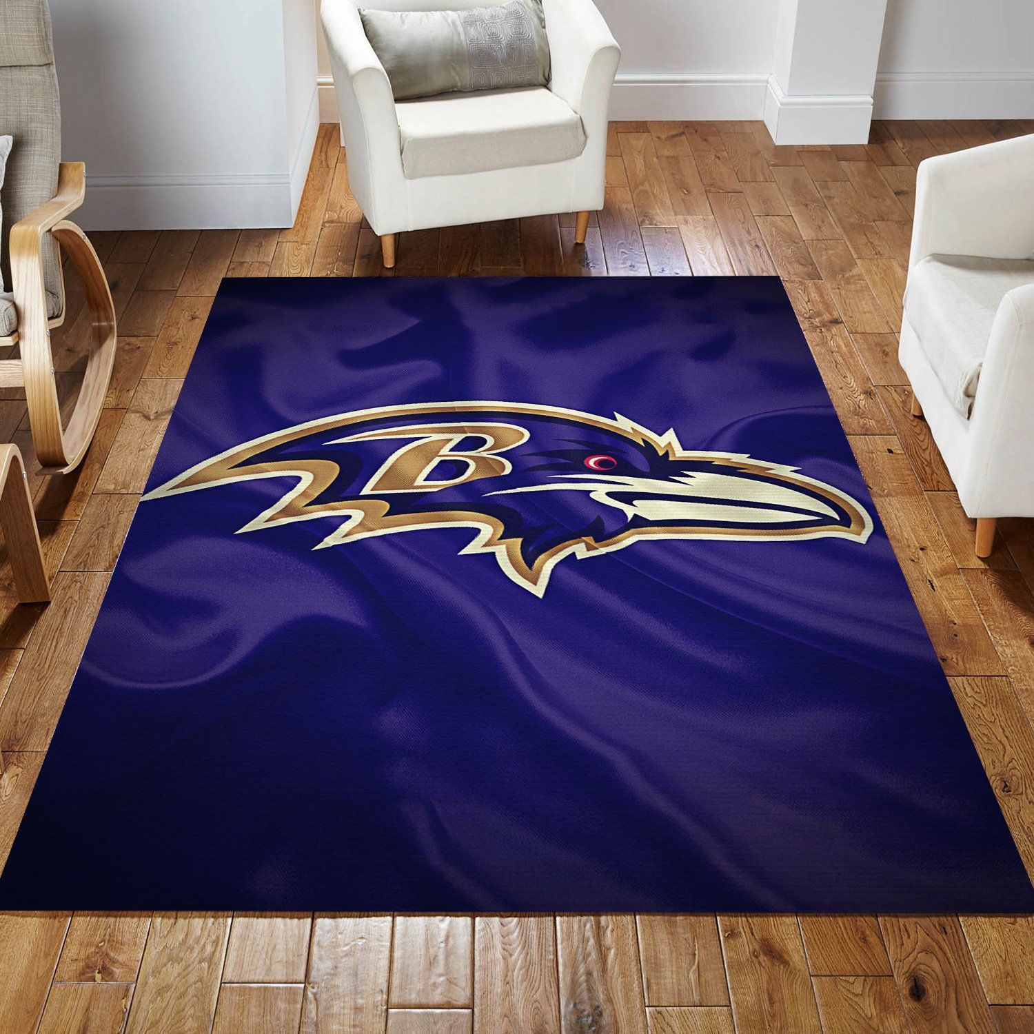 Baltimore Ravens Logo Nati Nfl Rug Bedroom Rug US Gift Decor - Indoor Outdoor Rugs