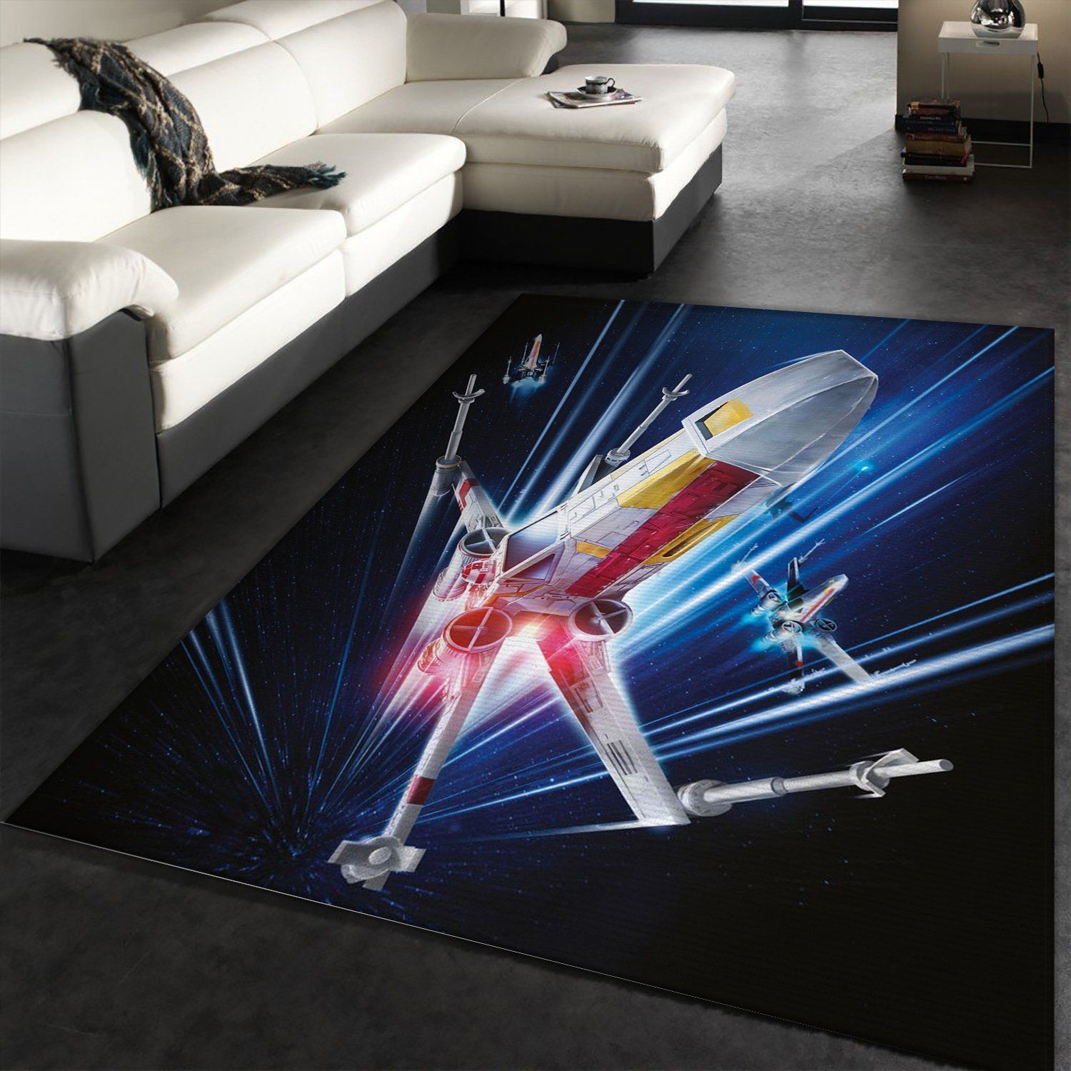 X Wing Space Star War Battle Zone Area Rug, Bedroom Rug, US Gift Decor - Indoor Outdoor Rugs