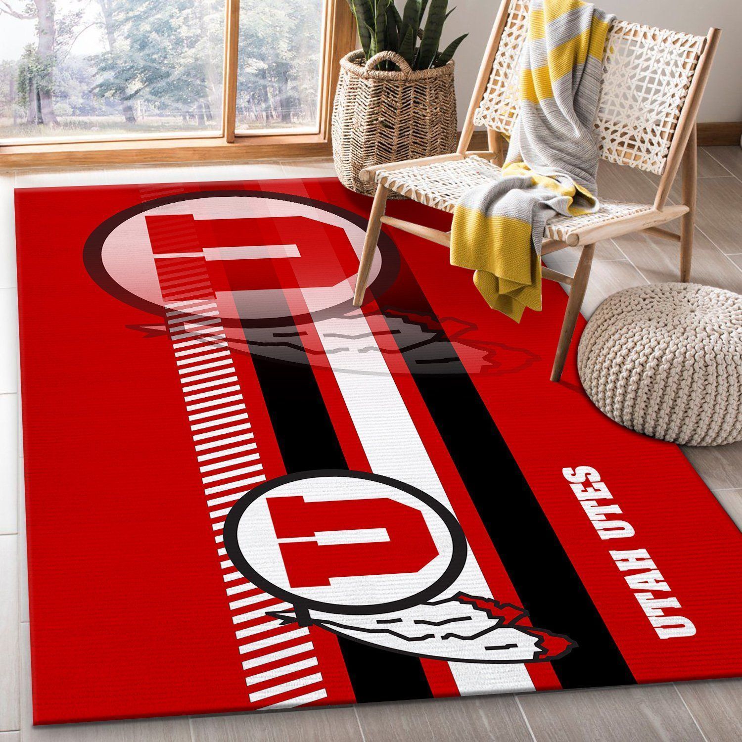 Utah Utes Ncaa Rug Room Carpet Sport Custom Area Floor Home Decor - Indoor Outdoor Rugs