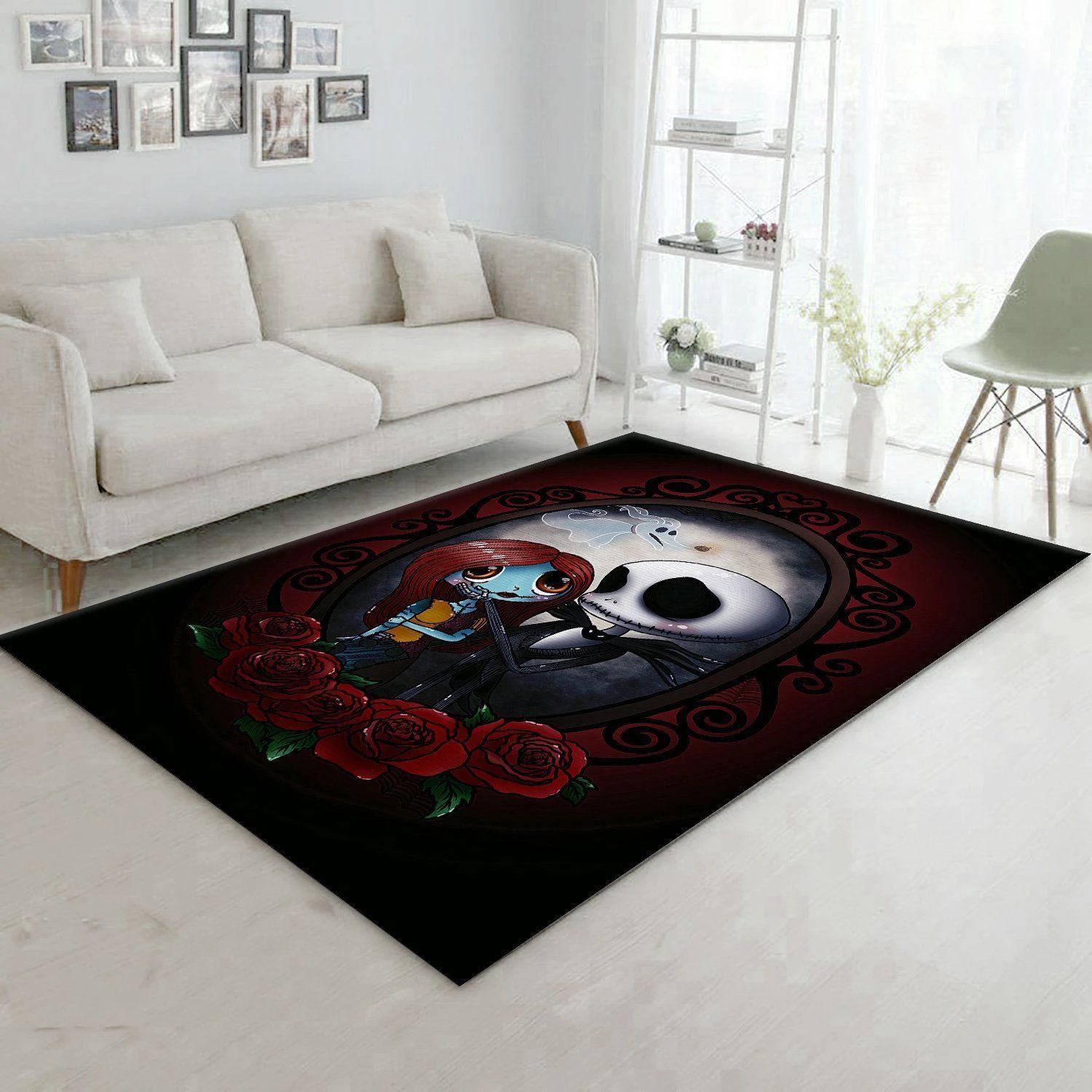 Cute Jack Skellington And Sally carpet rug Living Room Rugs Floor Decor - Indoor Outdoor Rugs