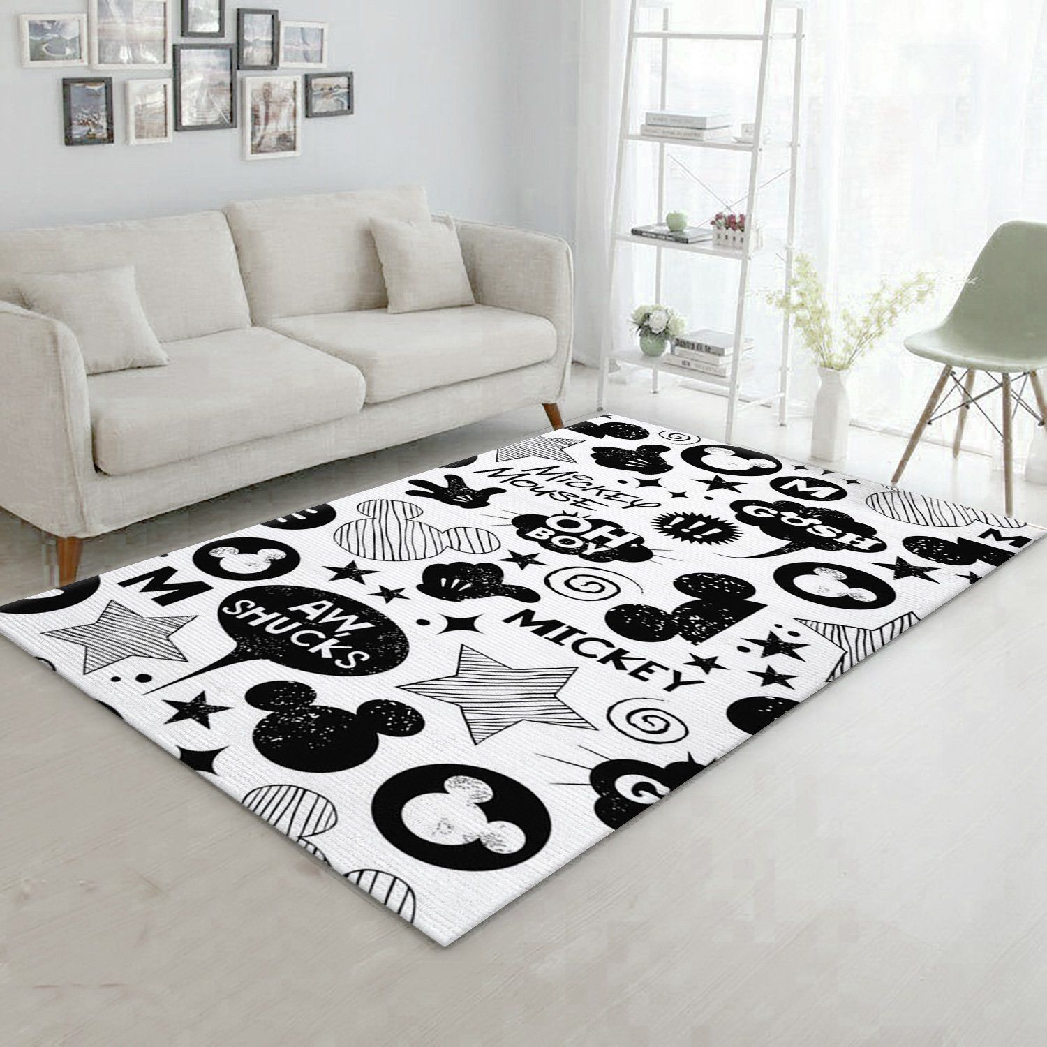 Minnie Mouse Black And White Area Rug For Christmas Living Room Rug Family Gift US Decor - Indoor Outdoor Rugs