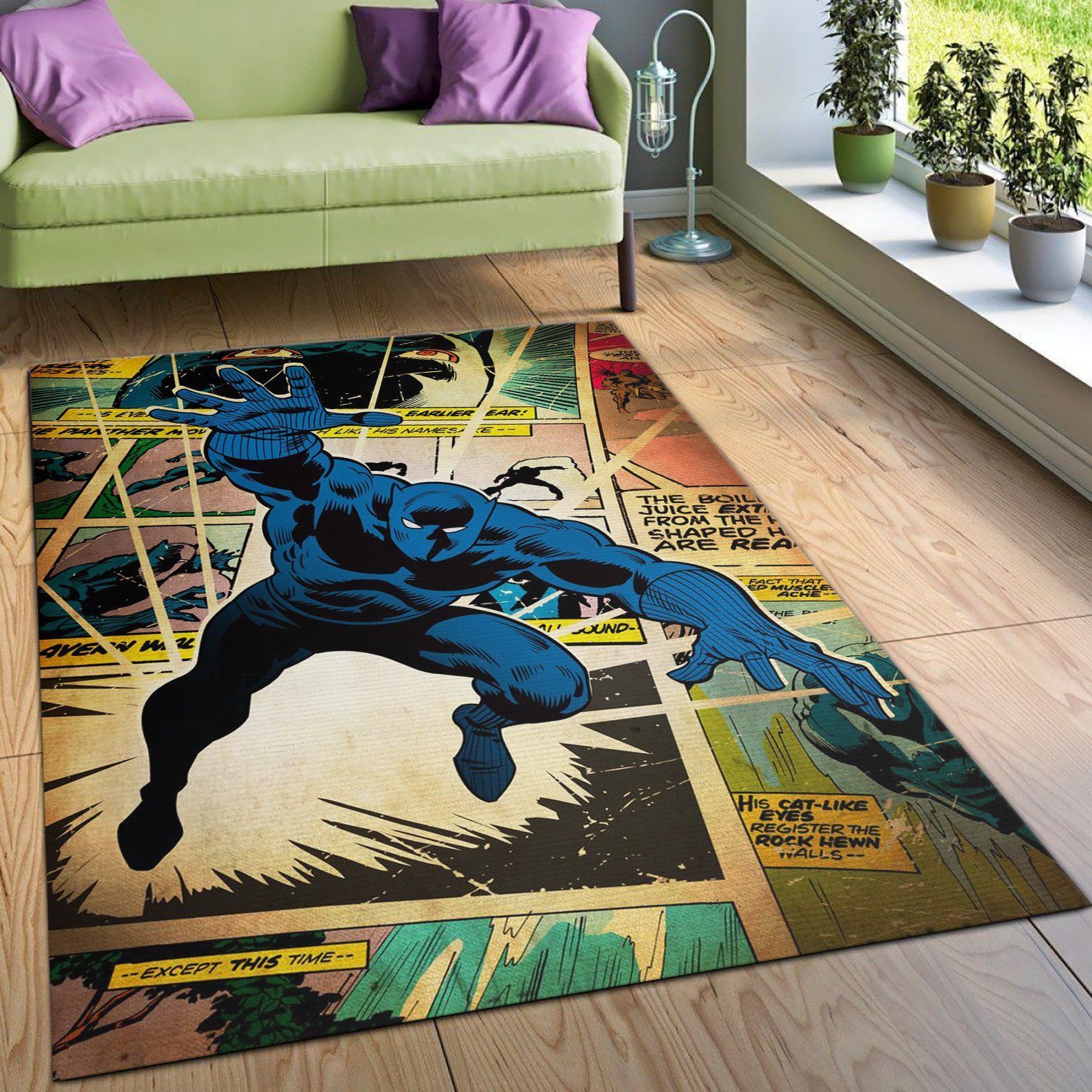 Black Panther Hero Movie Area Rug Living Room Christmas Gift US Decor - Indoor Outdoor Rugs