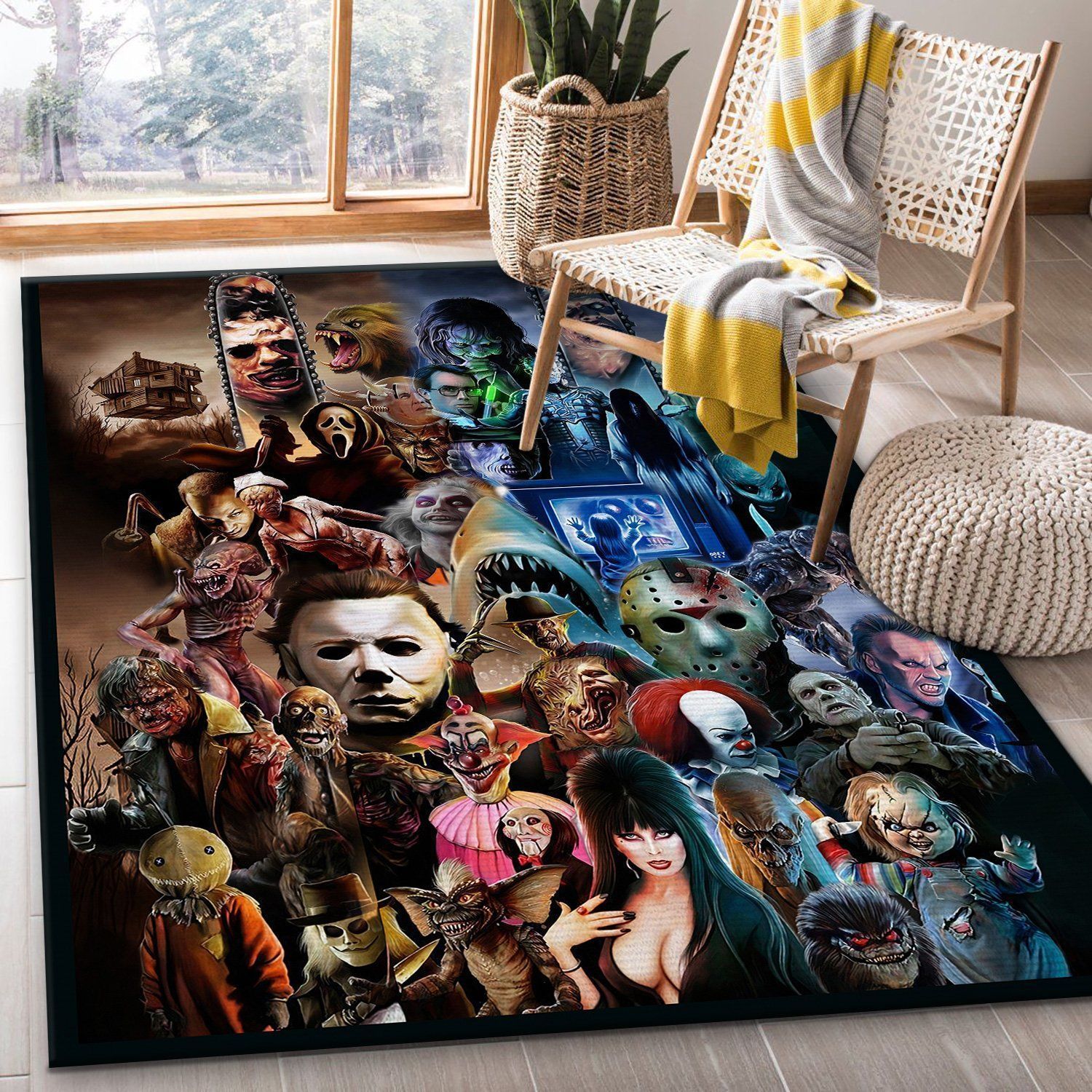 Freddy krueger jason voorhees michael myers leatherface Horror Art Rug The US Decor - Indoor Outdoor Rugs