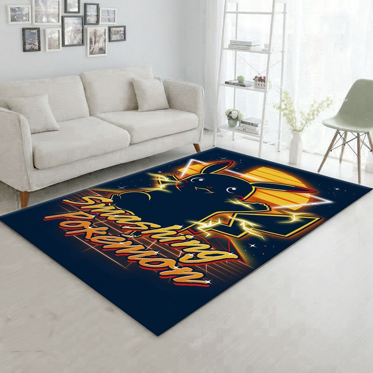 Retro Smashing Pocket Monster Area Rug Carpet, Bedroom, Floor Decor - Indoor Outdoor Rugs