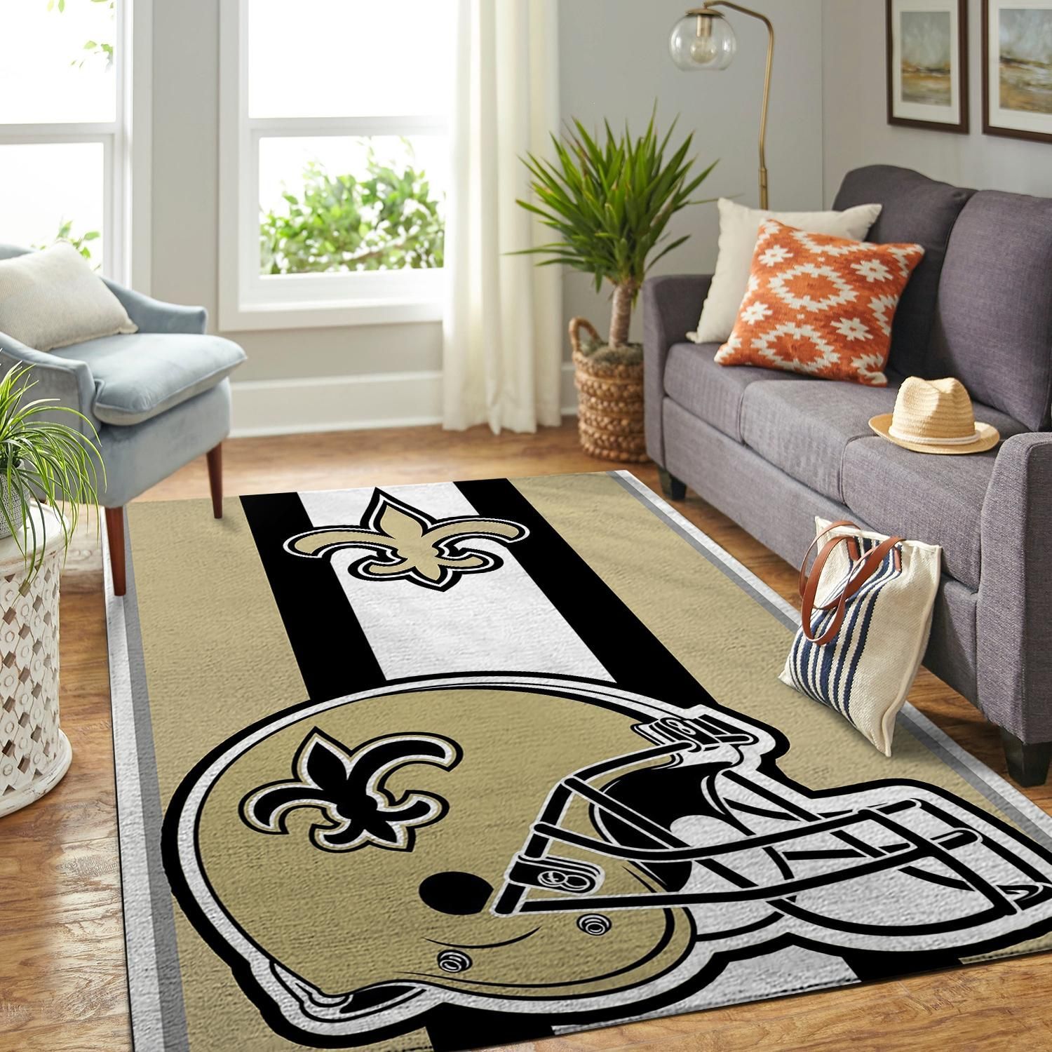 New Orleans Saints Nfl Team Logo Helmet Nice Gift Home Decor Rectangle Area Rug - Indoor Outdoor Rugs