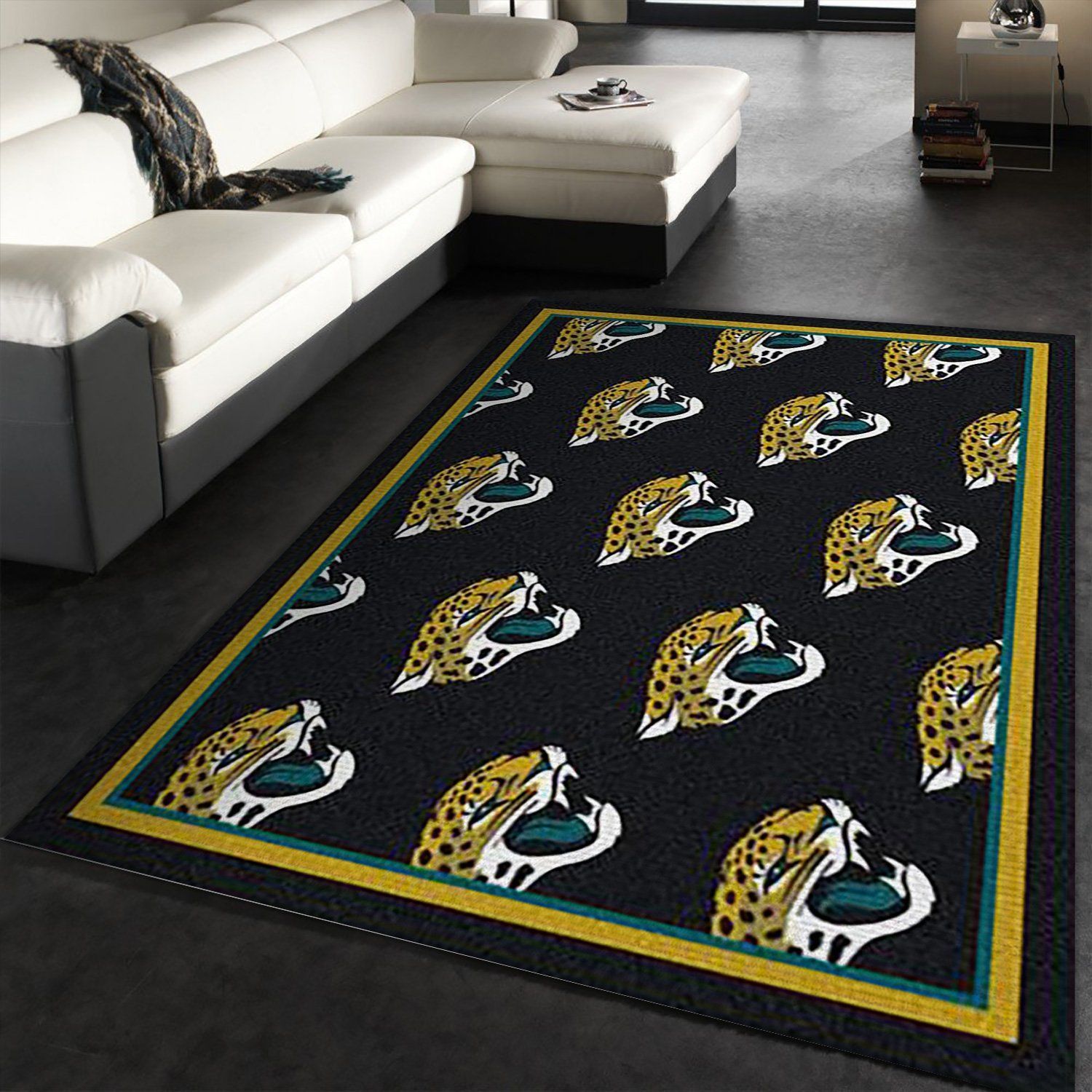 Jacksonville Jaguars Repeat Rug Nfl Team Area Rug Carpet, Bedroom Rug, Christmas Gift US Decor - Indoor Outdoor Rugs