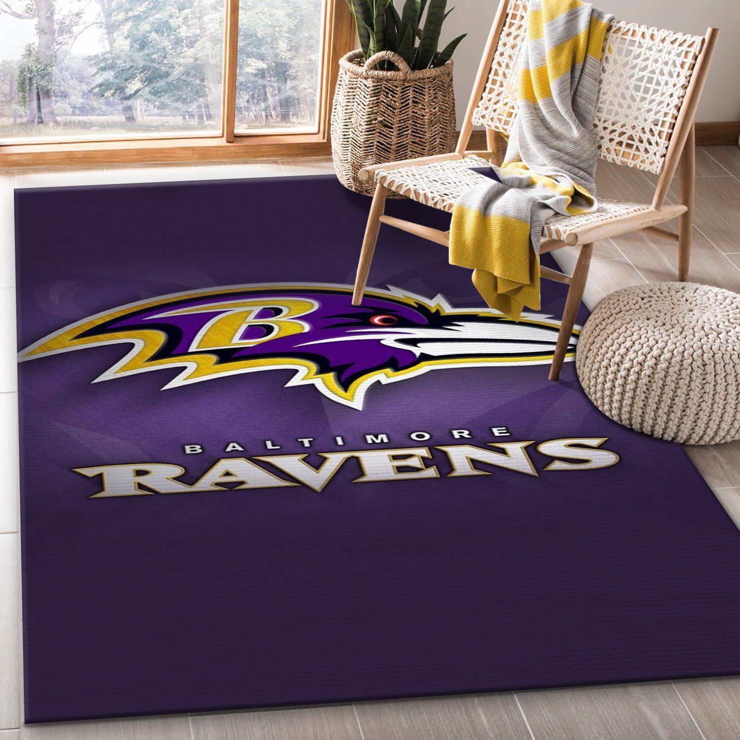 Baltimore Ravens Nfl Area Rug Living Room Rug US Gift Decor - Indoor Outdoor Rugs