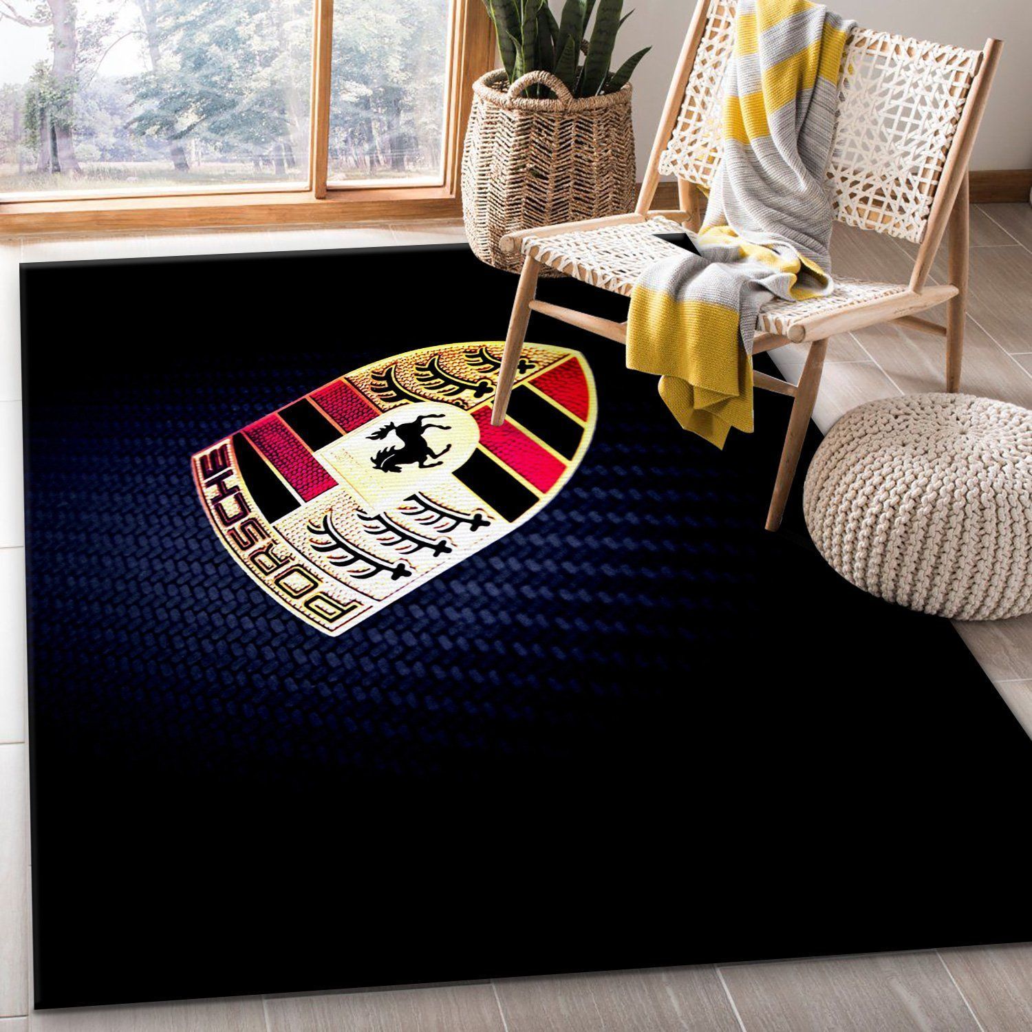 Porsche Logo Ver7 Area Rug Bedroom Rug Home Decor Floor Decor - Indoor Outdoor Rugs