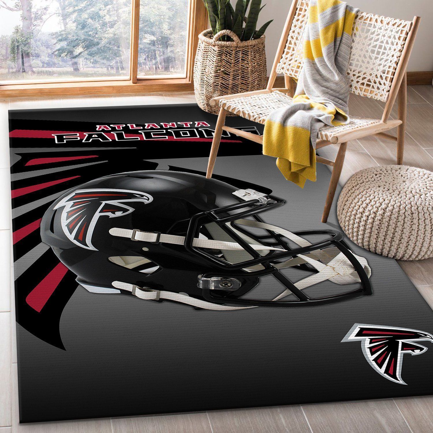 Atlanta Falcons Nfl Team Logo Helmet Rug Room Carpet Custom Area Floor Home Decor - Indoor Outdoor Rugs