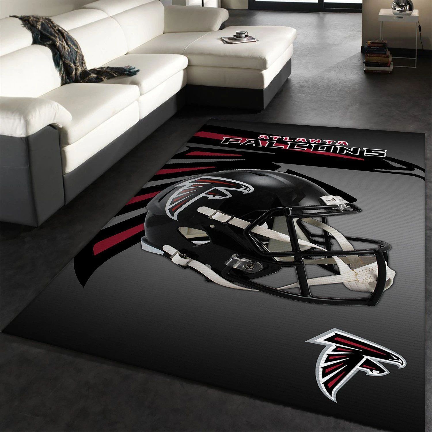 Atlanta Falcons Nfl Team Logo Helmet Rug Room Carpet Custom Area Floor Home Decor - Indoor Outdoor Rugs