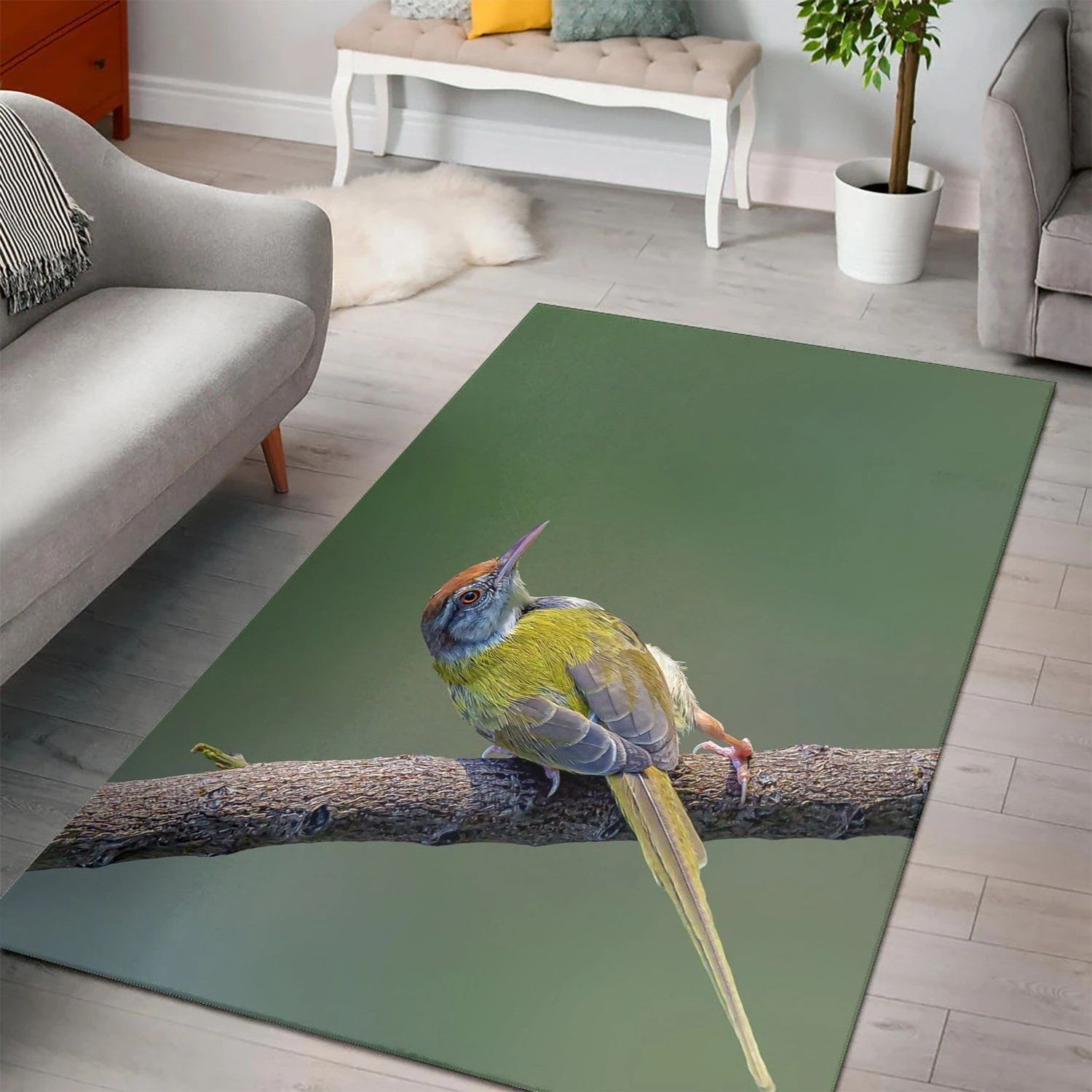 Birds Orthotomus Sutor  Living Room Area Rug,  Christmas Gift, Floor Decor Home Decor - Indoor Outdoor Rugs