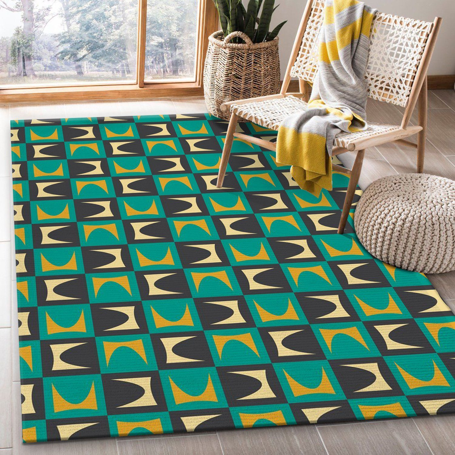 Midcentury Pattern 34 Area Rug, Living room and bedroom Rug, Family Gift US Decor - Indoor Outdoor Rugs